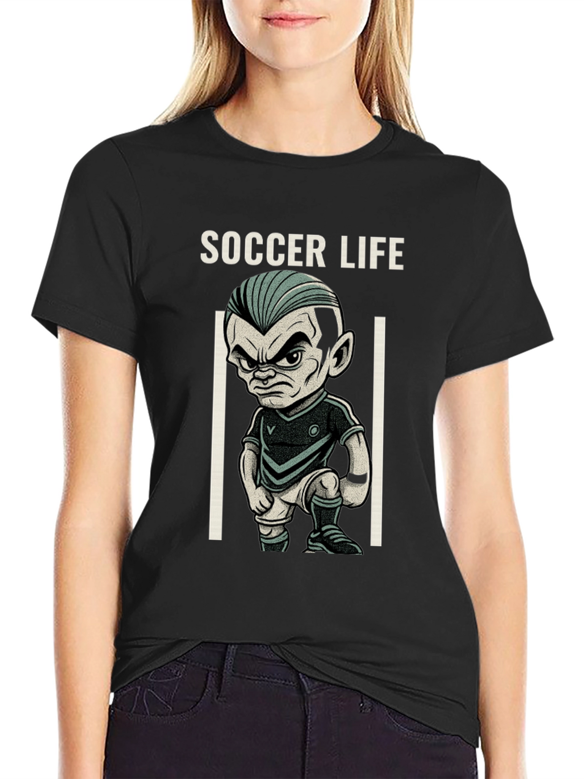 Soccer Life Cartoon Graphic Tee