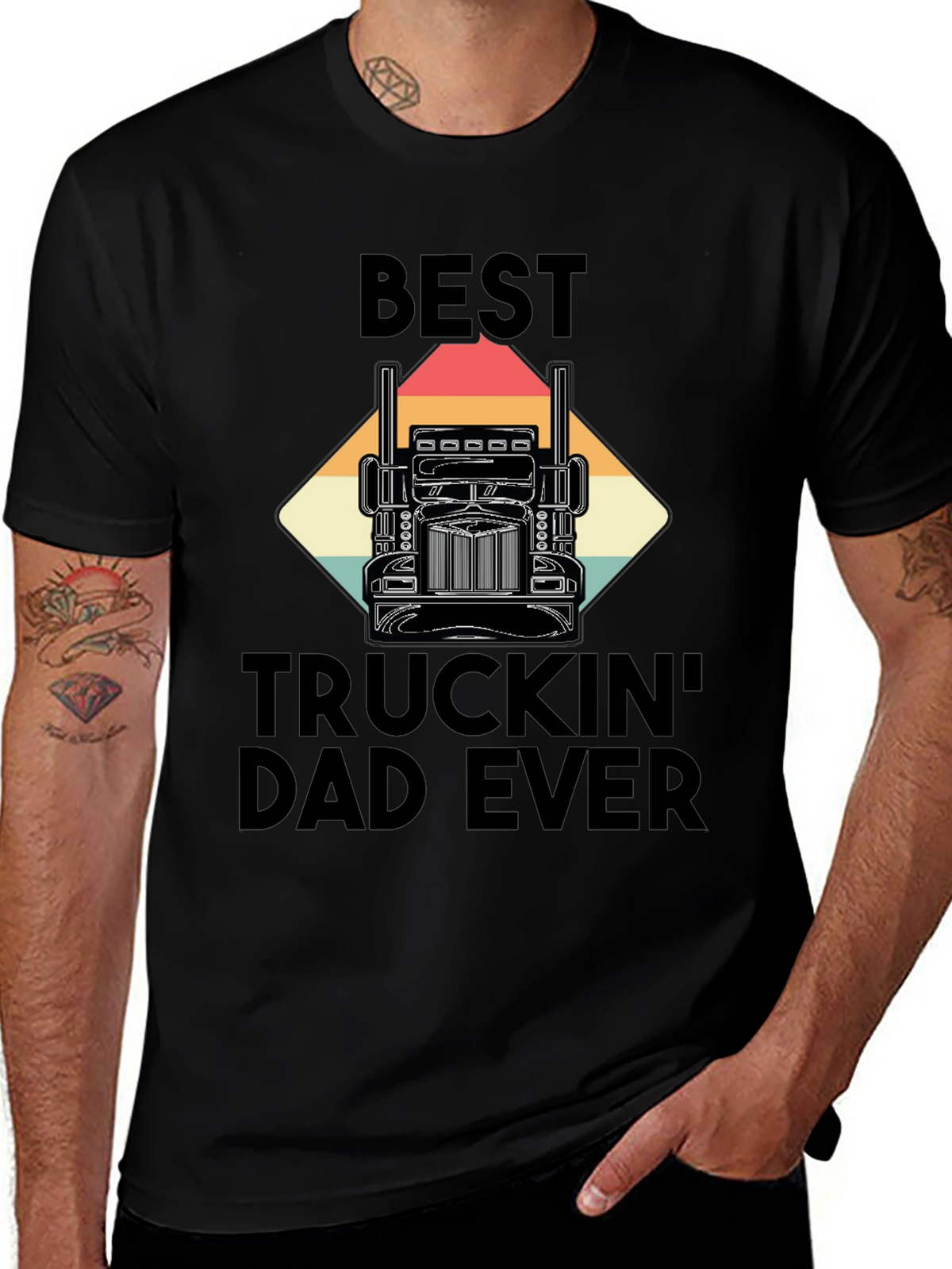 Best Truckin Dad Ever T-Shirt - Black