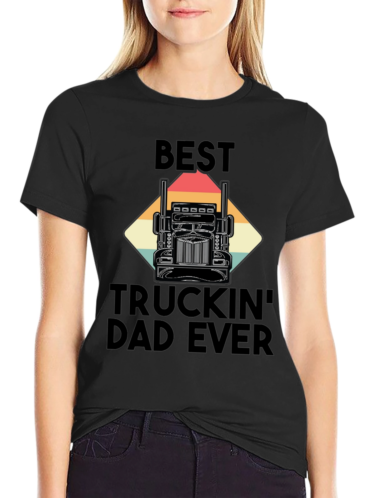 Best Truckin Dad Ever T-Shirt - Black
