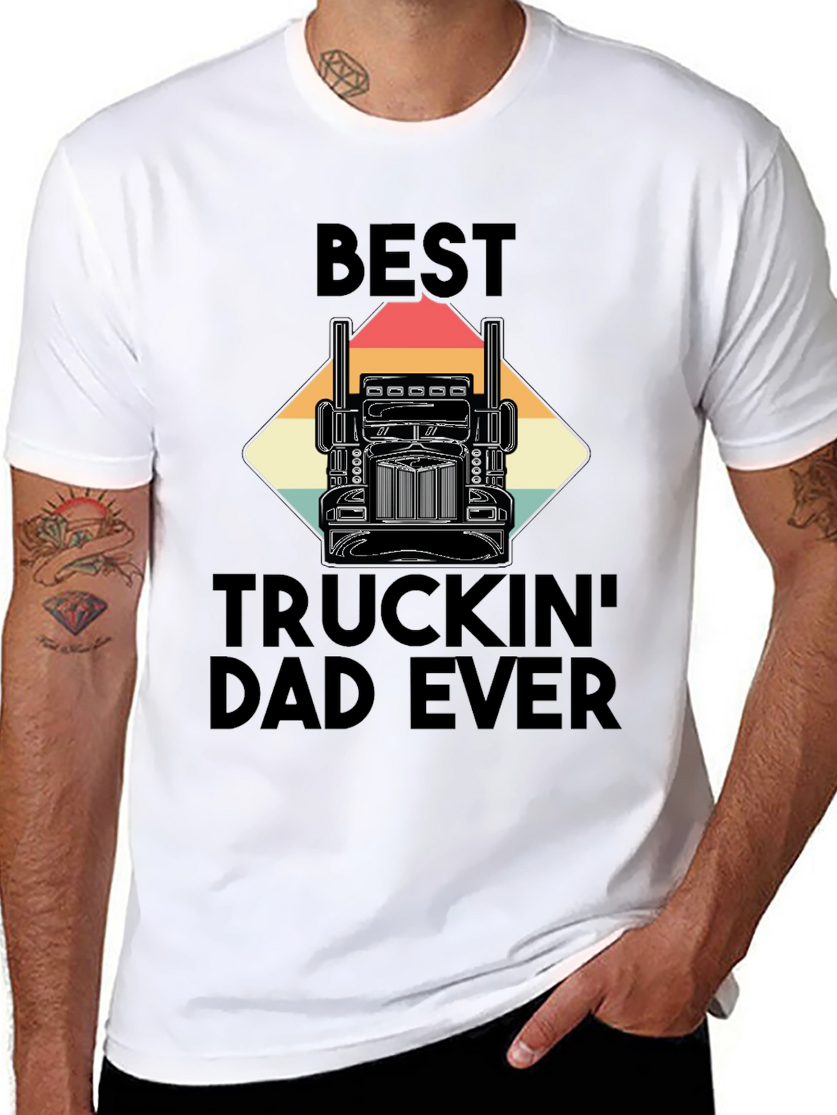 Best Truckin Dad Ever T-Shirt - Black