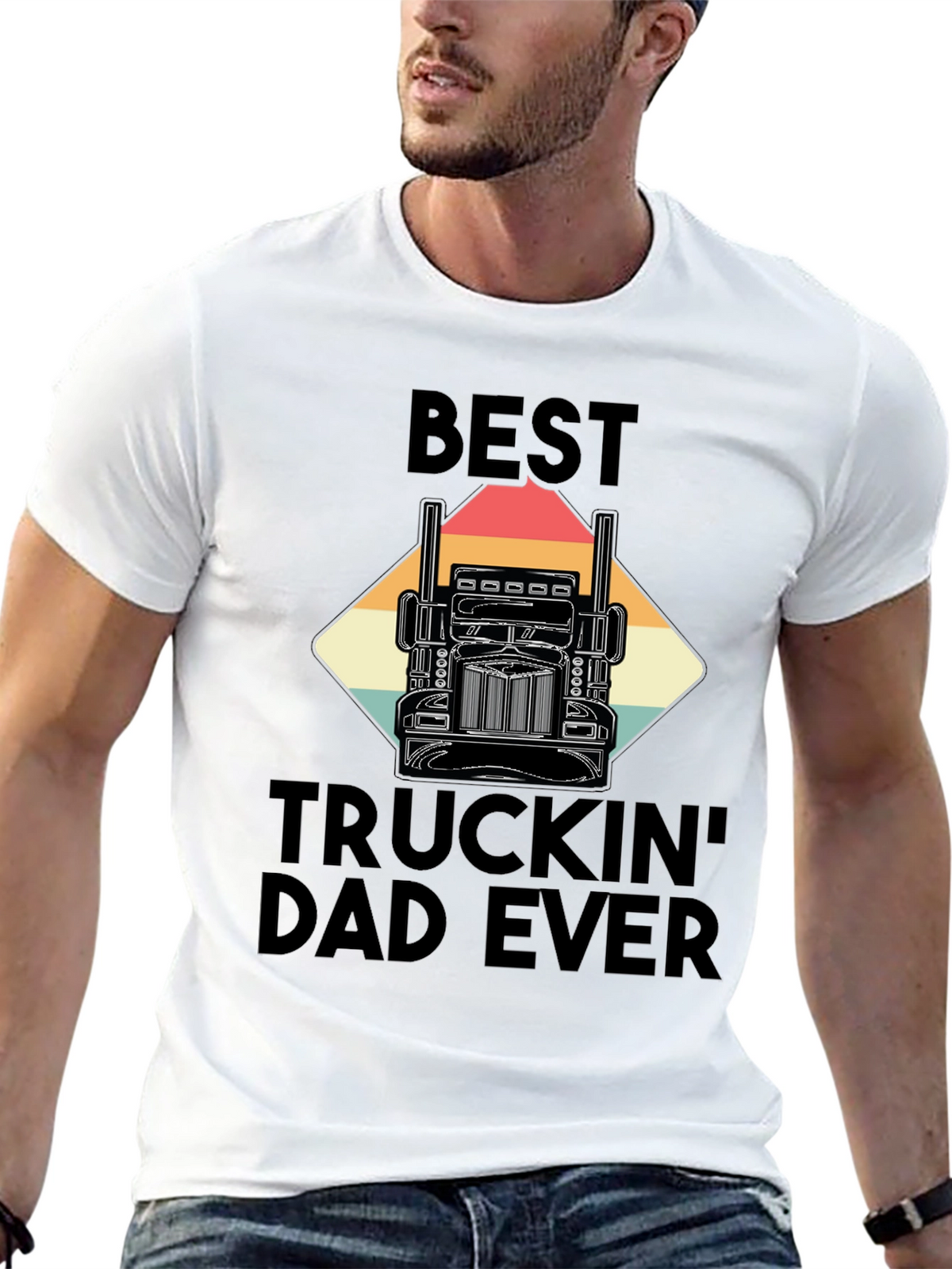 Best Truckin Dad Ever T-Shirt - Black