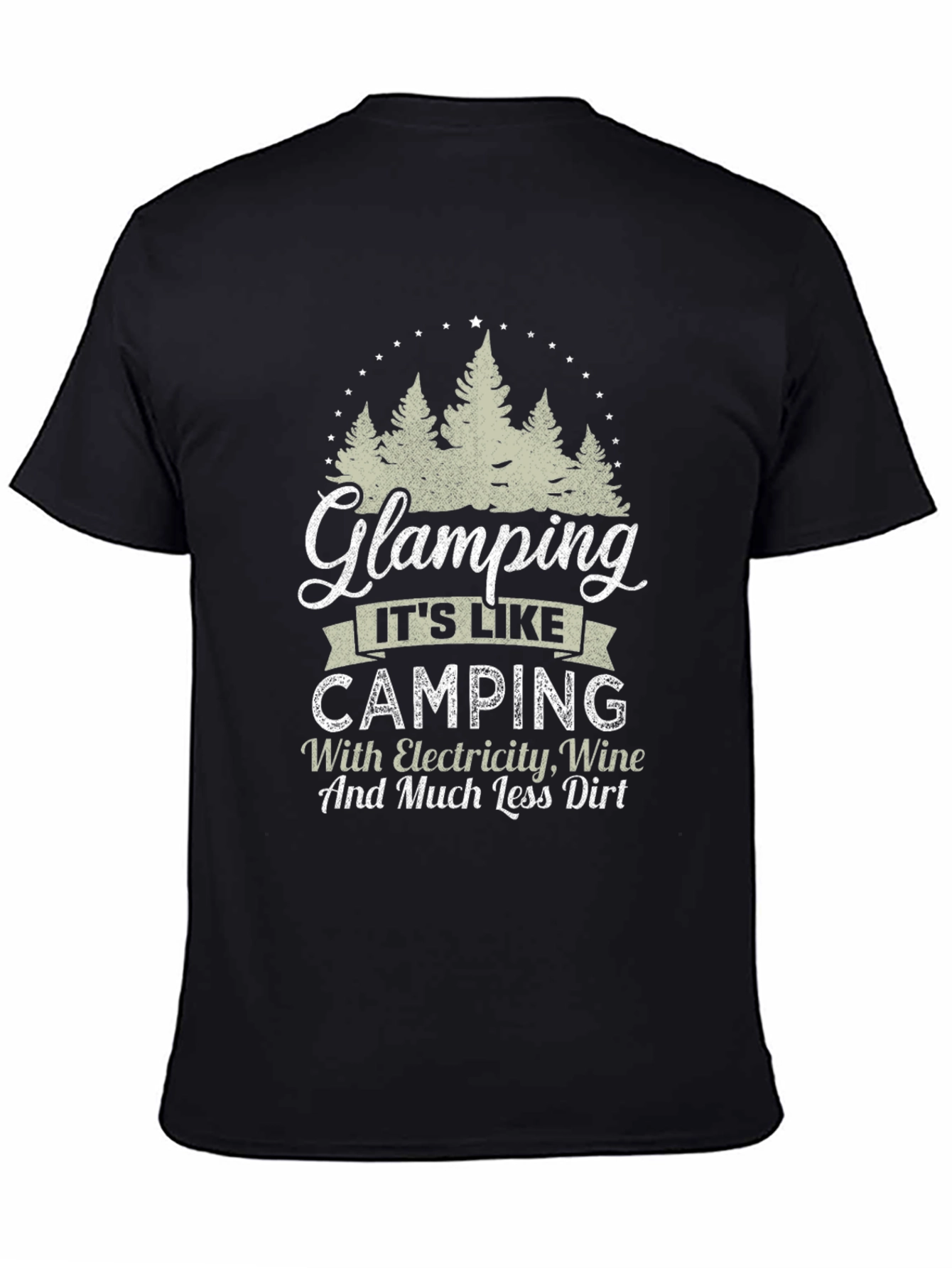 Glamping Camping Electricity Wine T-Shirt