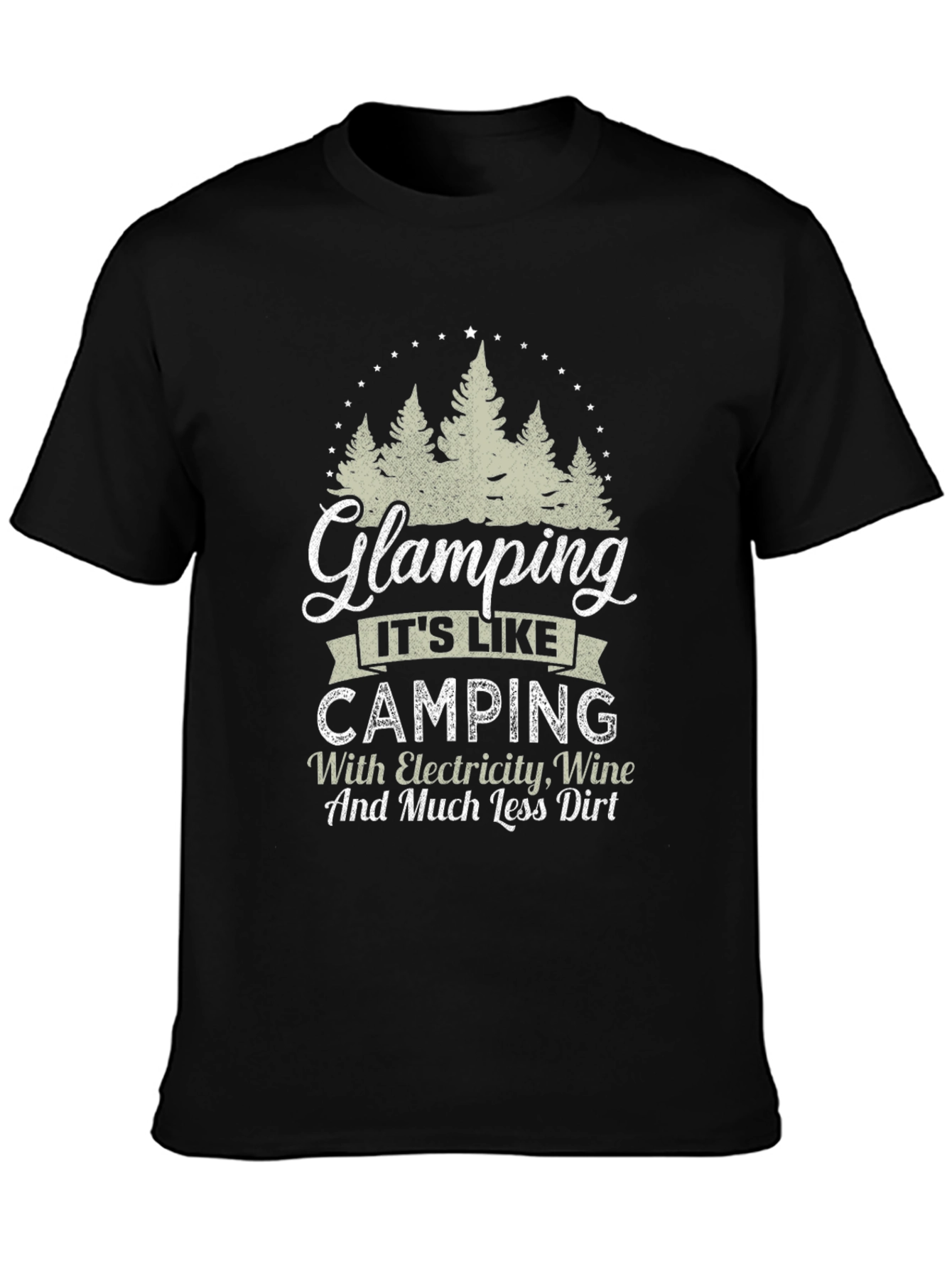 Glamping Camping Electricity Wine T-Shirt