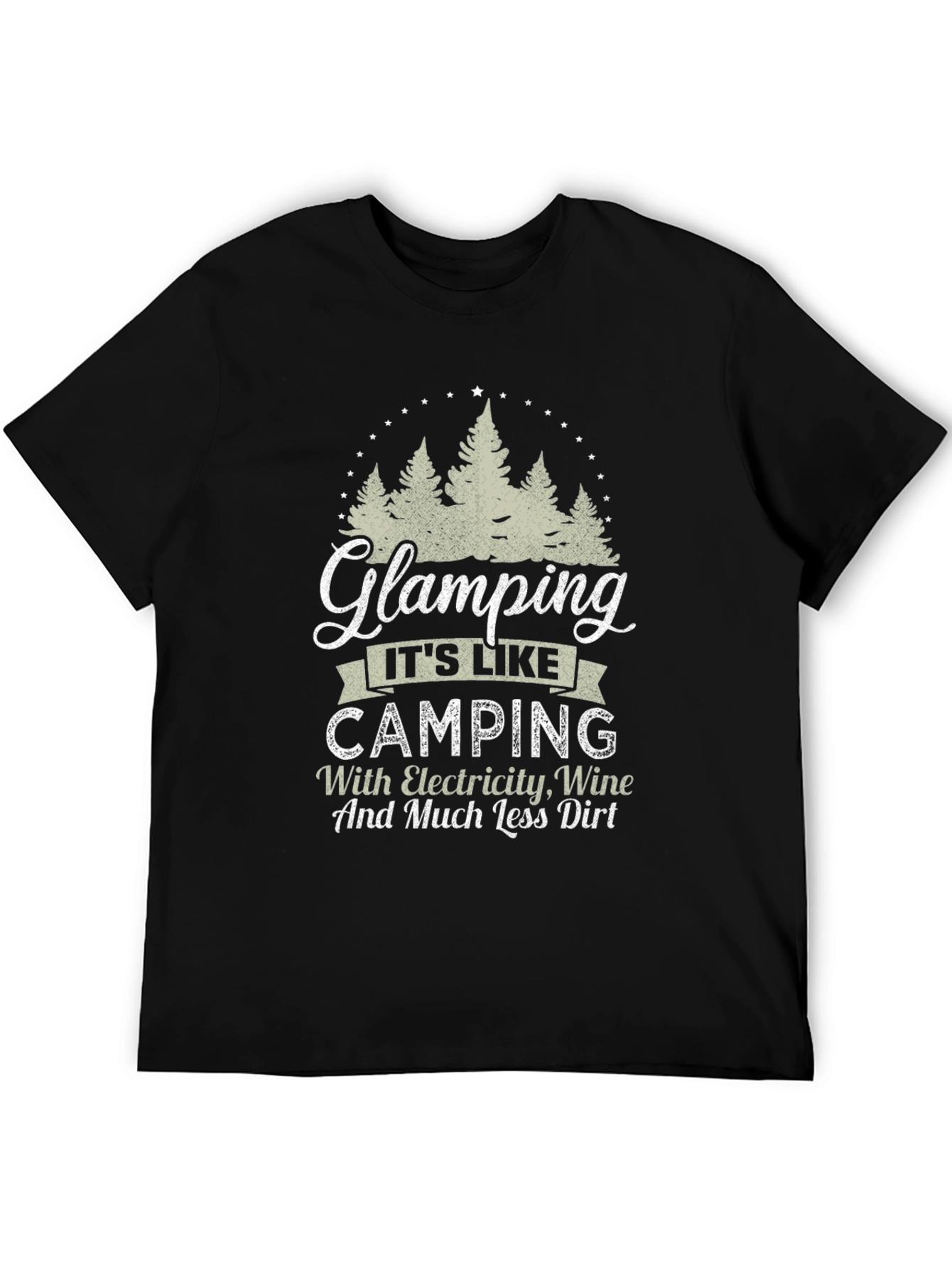 Glamping Camping Electricity Wine T-Shirt
