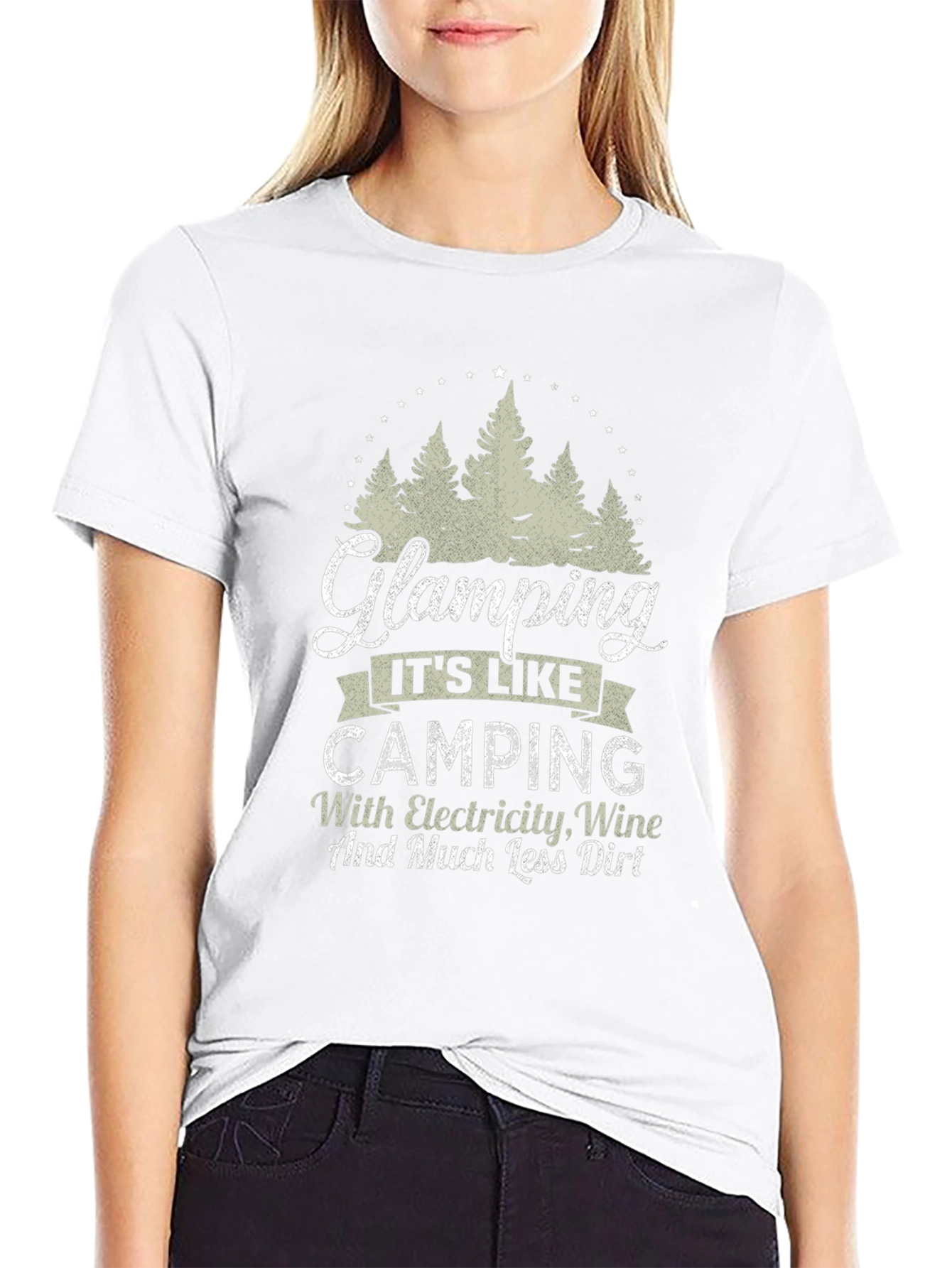 Glamping Camping Electricity Wine T-Shirt