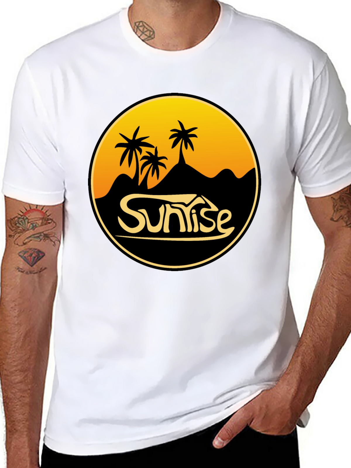 Sunrise Palm Tree Graphic T-Shirt - Coastal Vibes