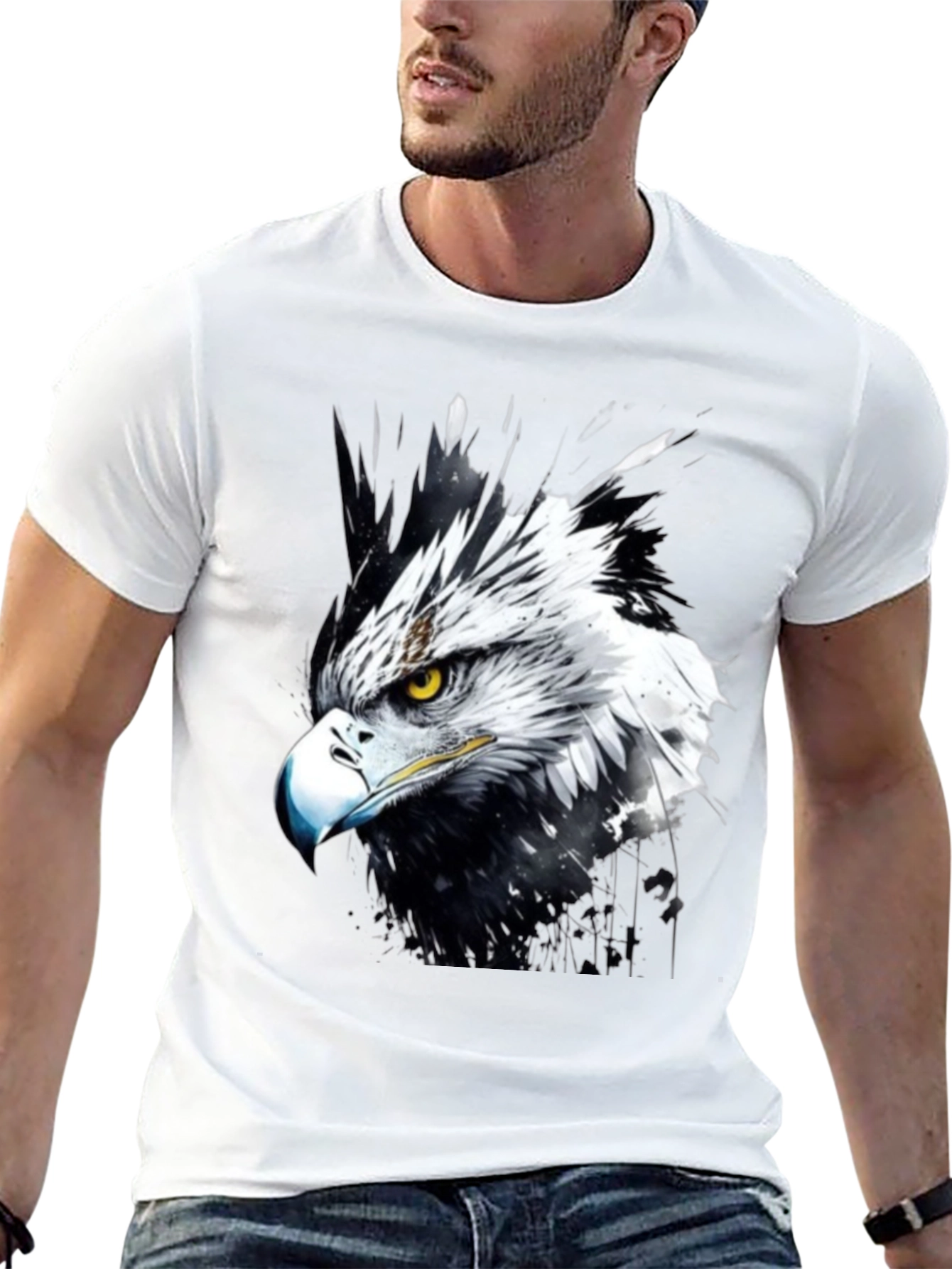 Eagle Art Print Black T-Shirt