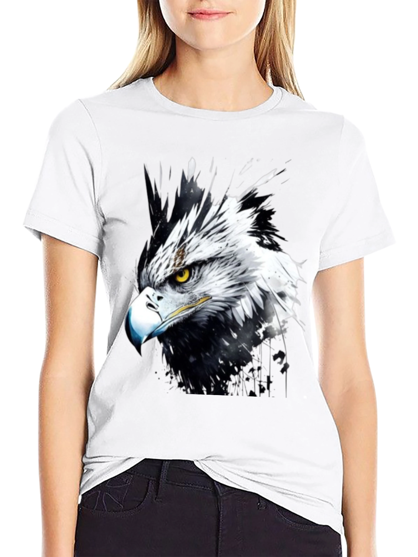 Eagle Art Print Black T-Shirt