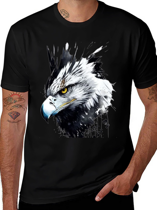 Eagle Art Print Black T-Shirt