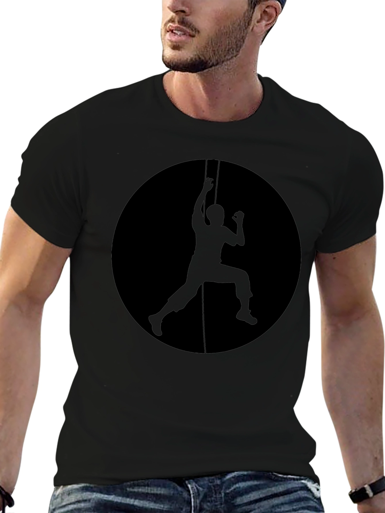 Climbing Silhouette Graphic Black T-Shirt