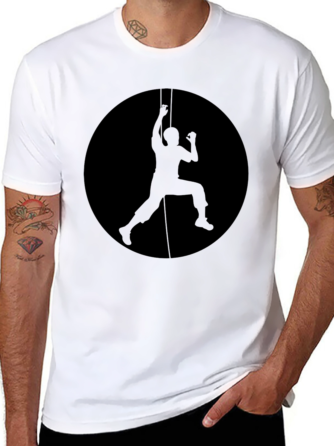 Climbing Silhouette Graphic Black T-Shirt