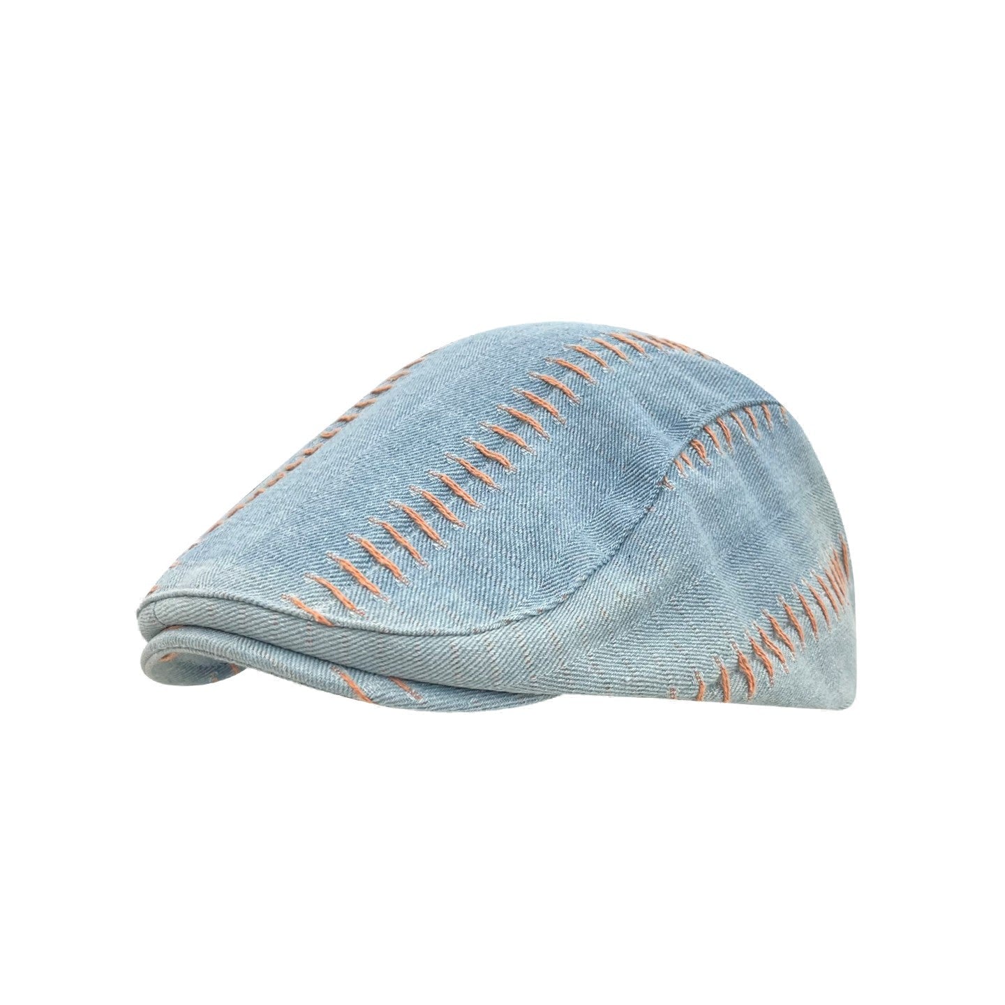 Denim Stitched Flat Cap Beret for Men and Women