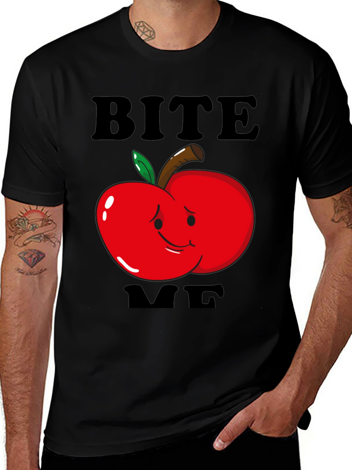 Bite Me Apple Graphic T-Shirt