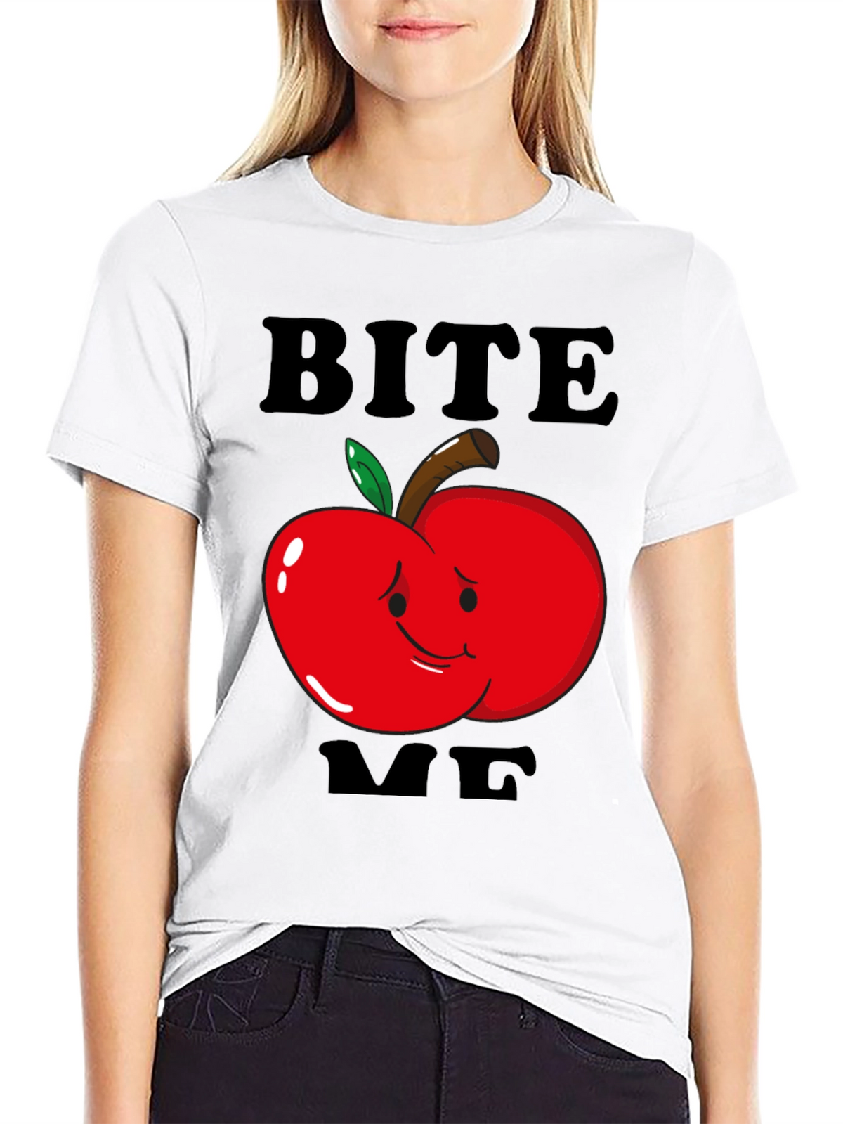 Bite Me Apple Graphic T-Shirt