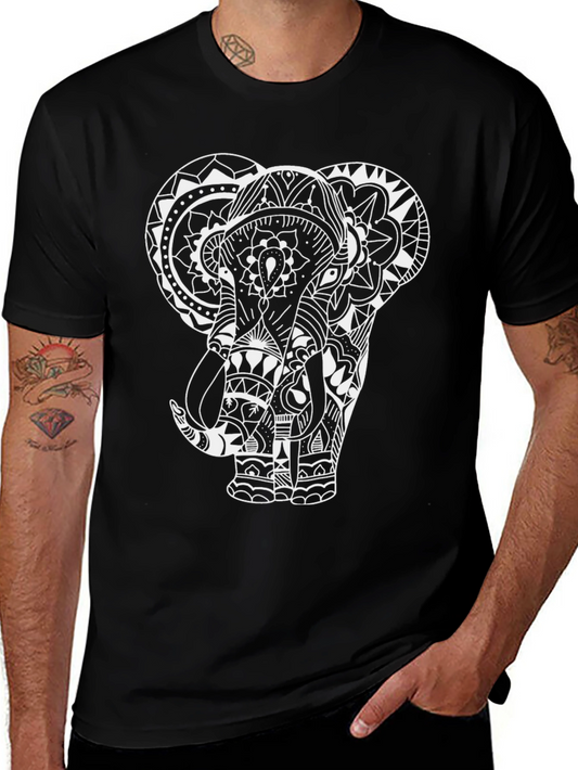 Elephant Mandala Graphic T-Shirt - Black Cotton Tee