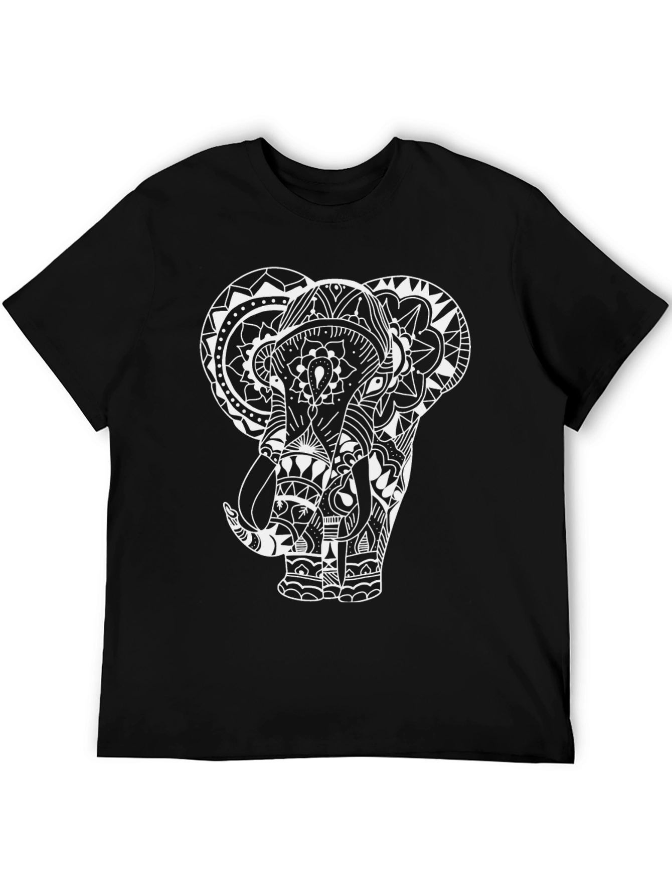 Elephant Mandala Graphic T-Shirt - Black Cotton Tee