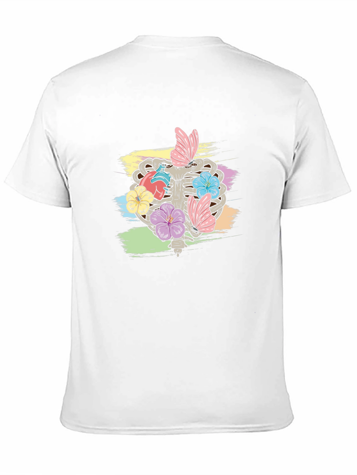 Floral Rib Cage Graphic T-Shirt - Black