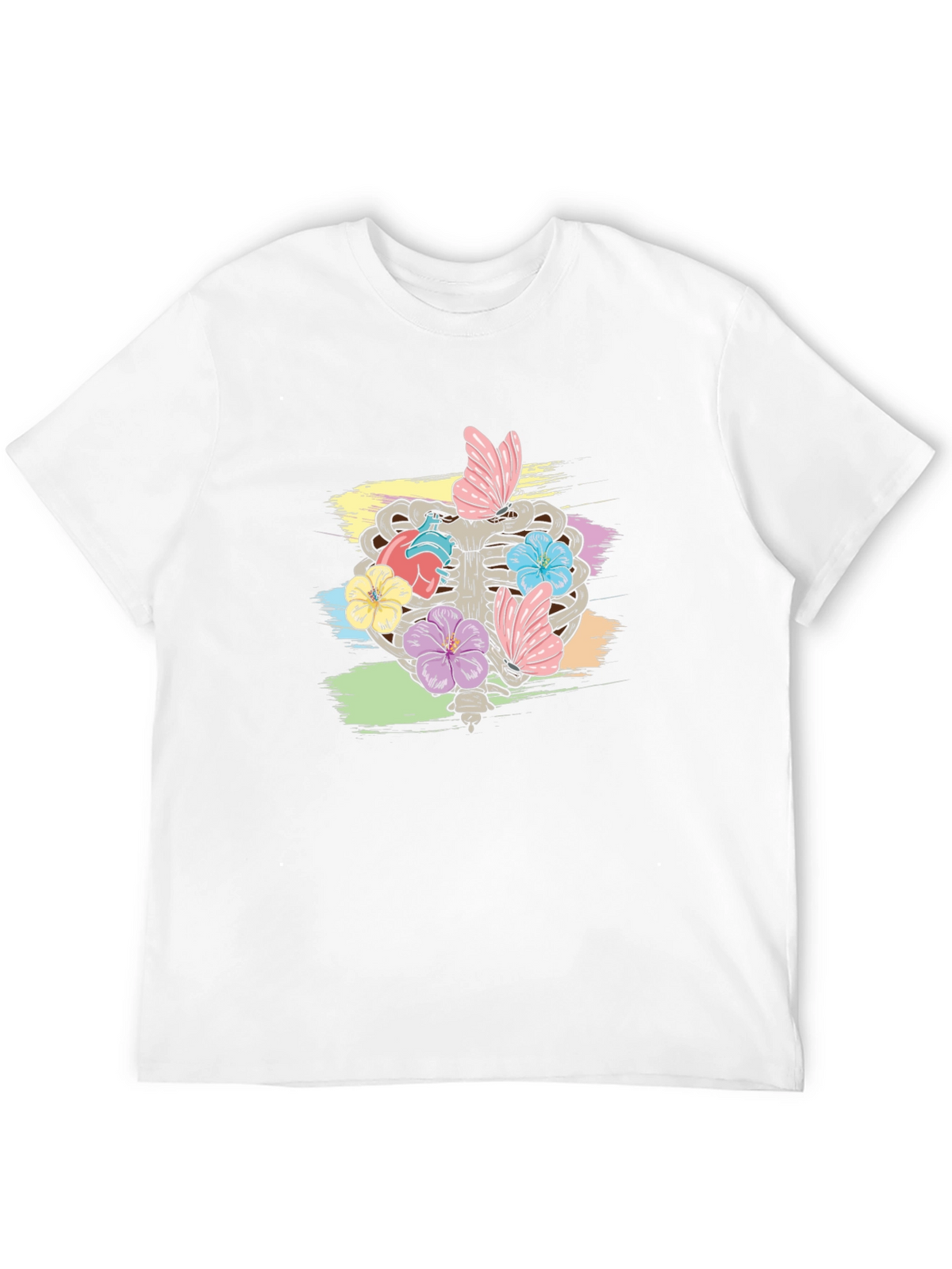 Floral Rib Cage Graphic T-Shirt - Black