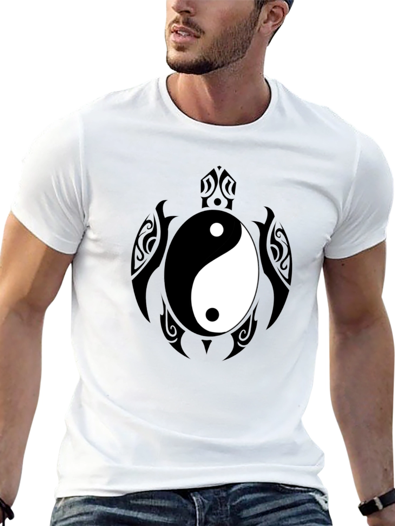 Yin Yang Turtle Graphic Tee - Mens Black T-Shirt