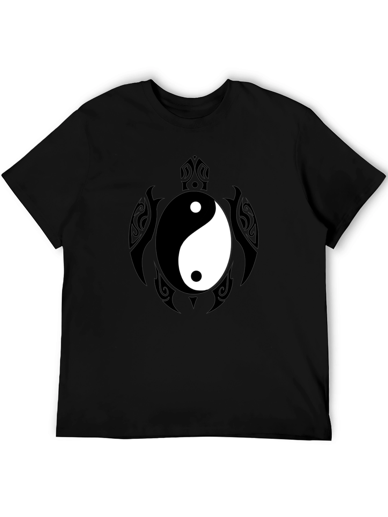 Yin Yang Turtle Graphic Tee - Mens Black T-Shirt