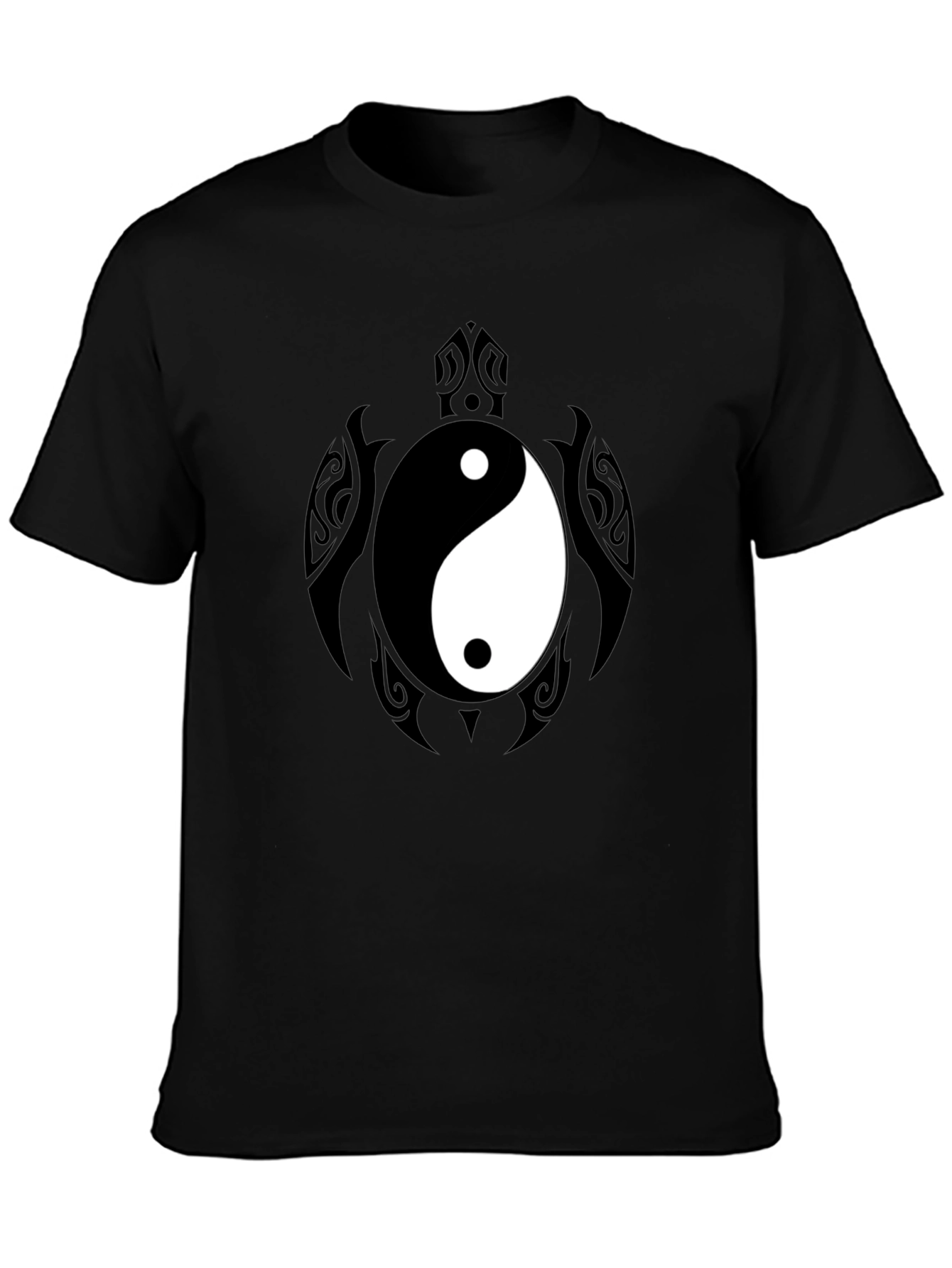 Yin Yang Turtle Graphic Tee - Mens Black T-Shirt