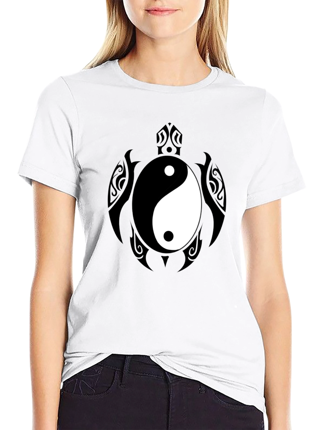 Yin Yang Turtle Graphic Tee - Mens Black T-Shirt