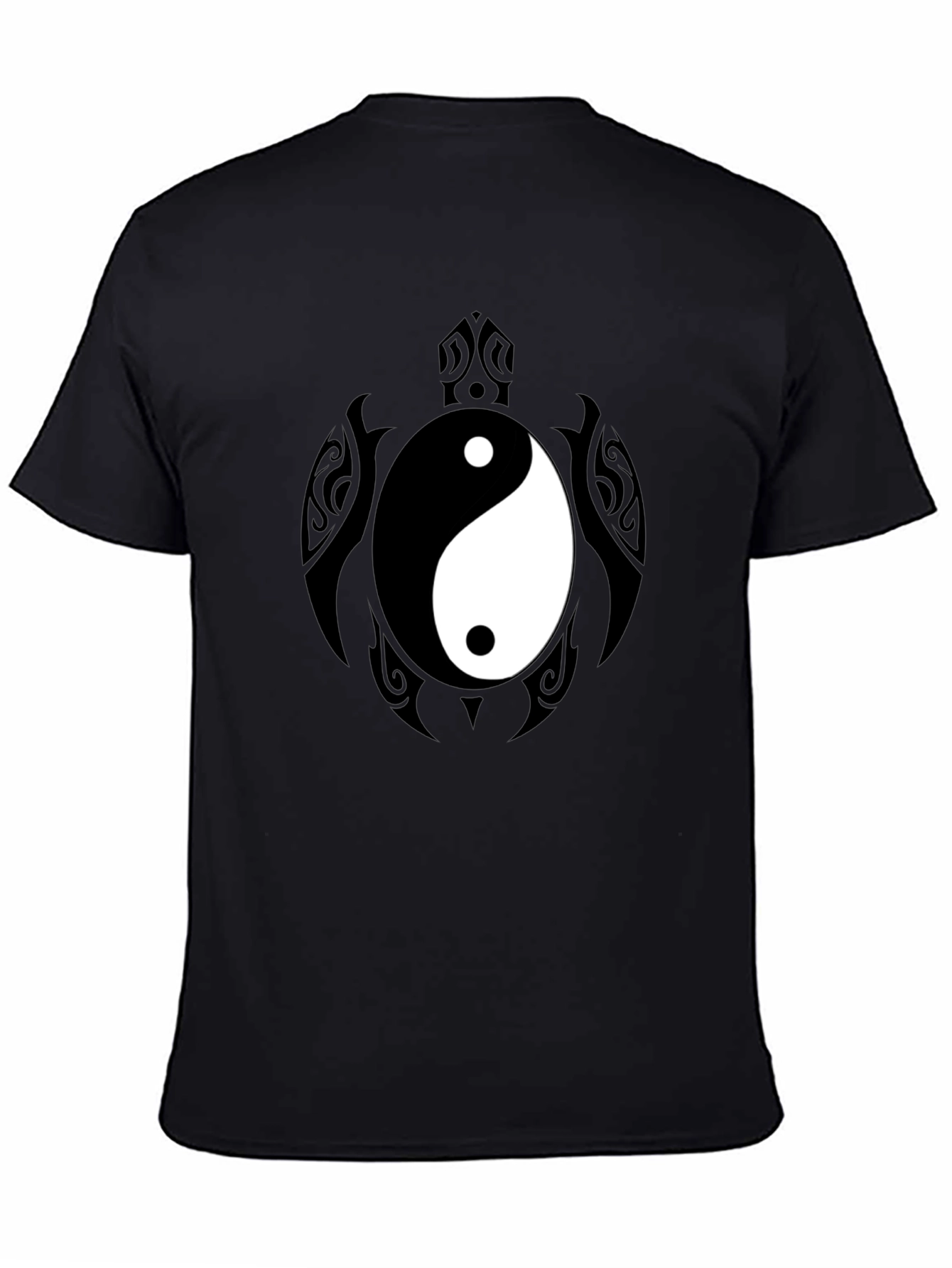 Yin Yang Turtle Graphic Tee - Mens Black T-Shirt