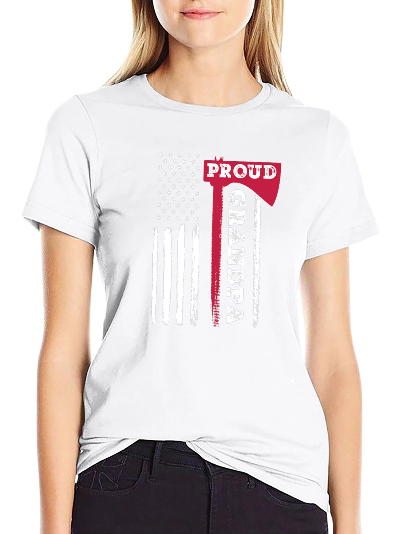 Proud Grandpa Axe American Flag Graphic Tee