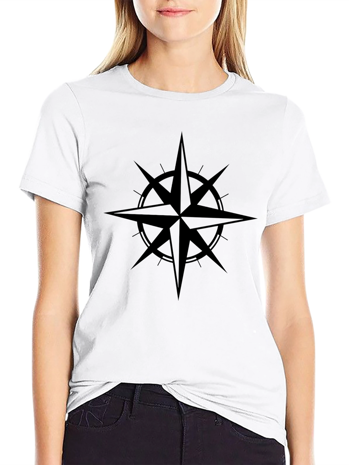 Mens Black Compass Graphic T-Shirt