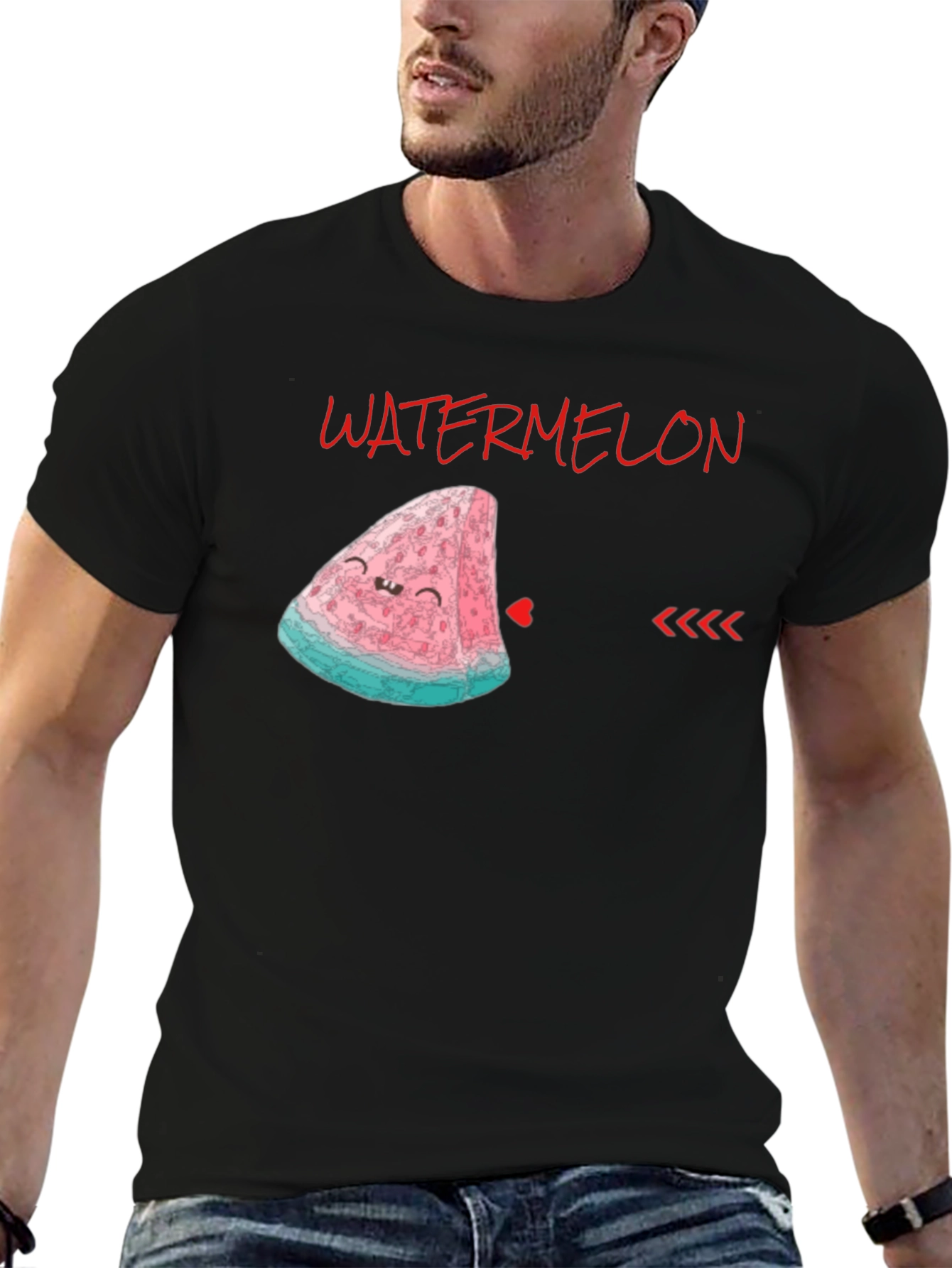 Cute Watermelon Slice Graphic Tee - Unisex Black Shirt