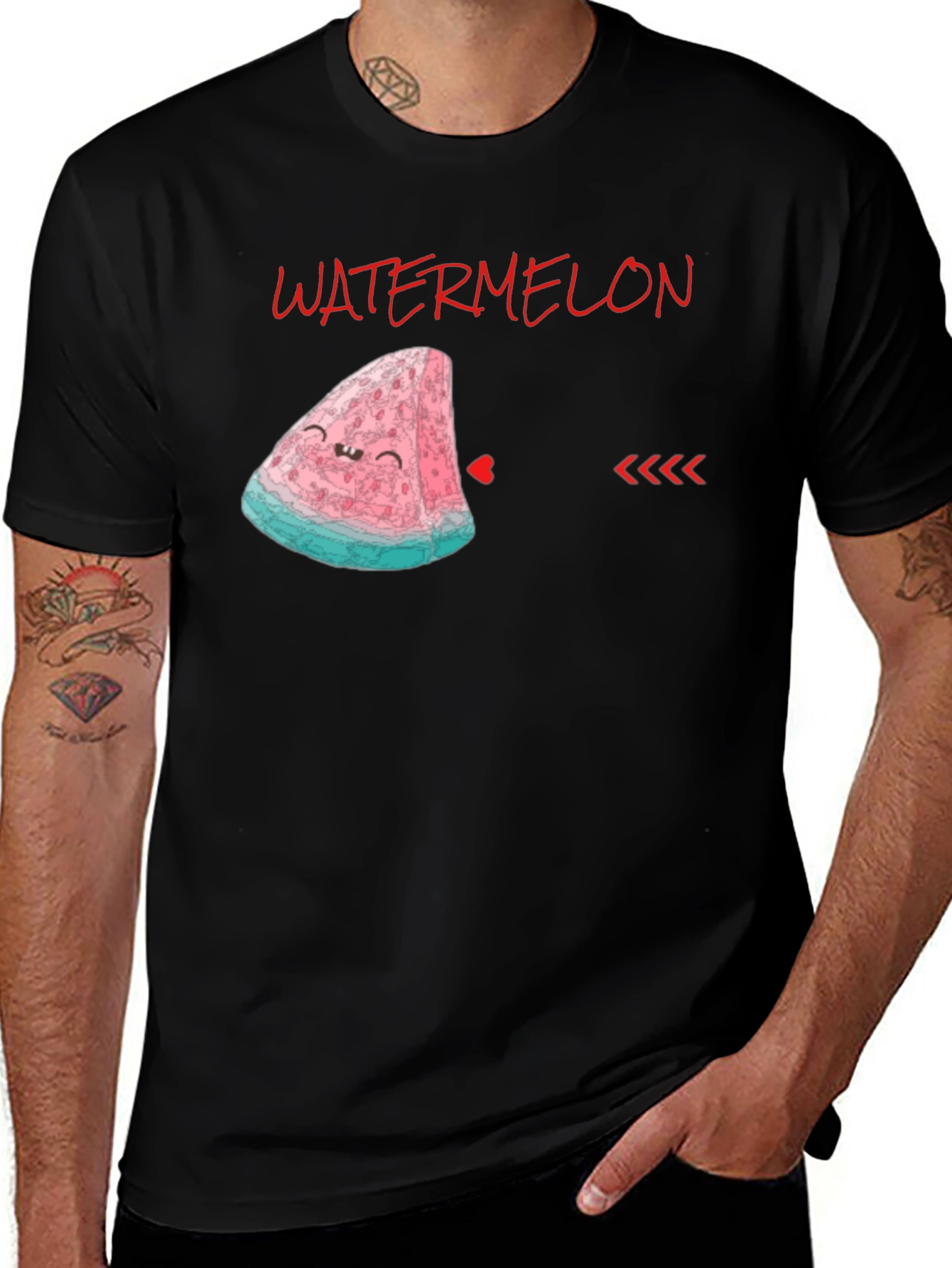 Cute Watermelon Slice Graphic Tee - Unisex Black Shirt
