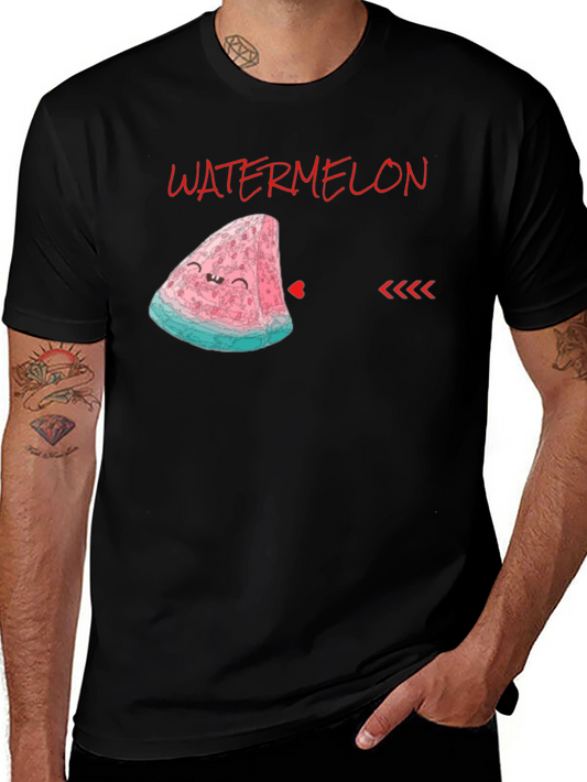 Cute Watermelon Slice Graphic Tee - Unisex Black Shirt