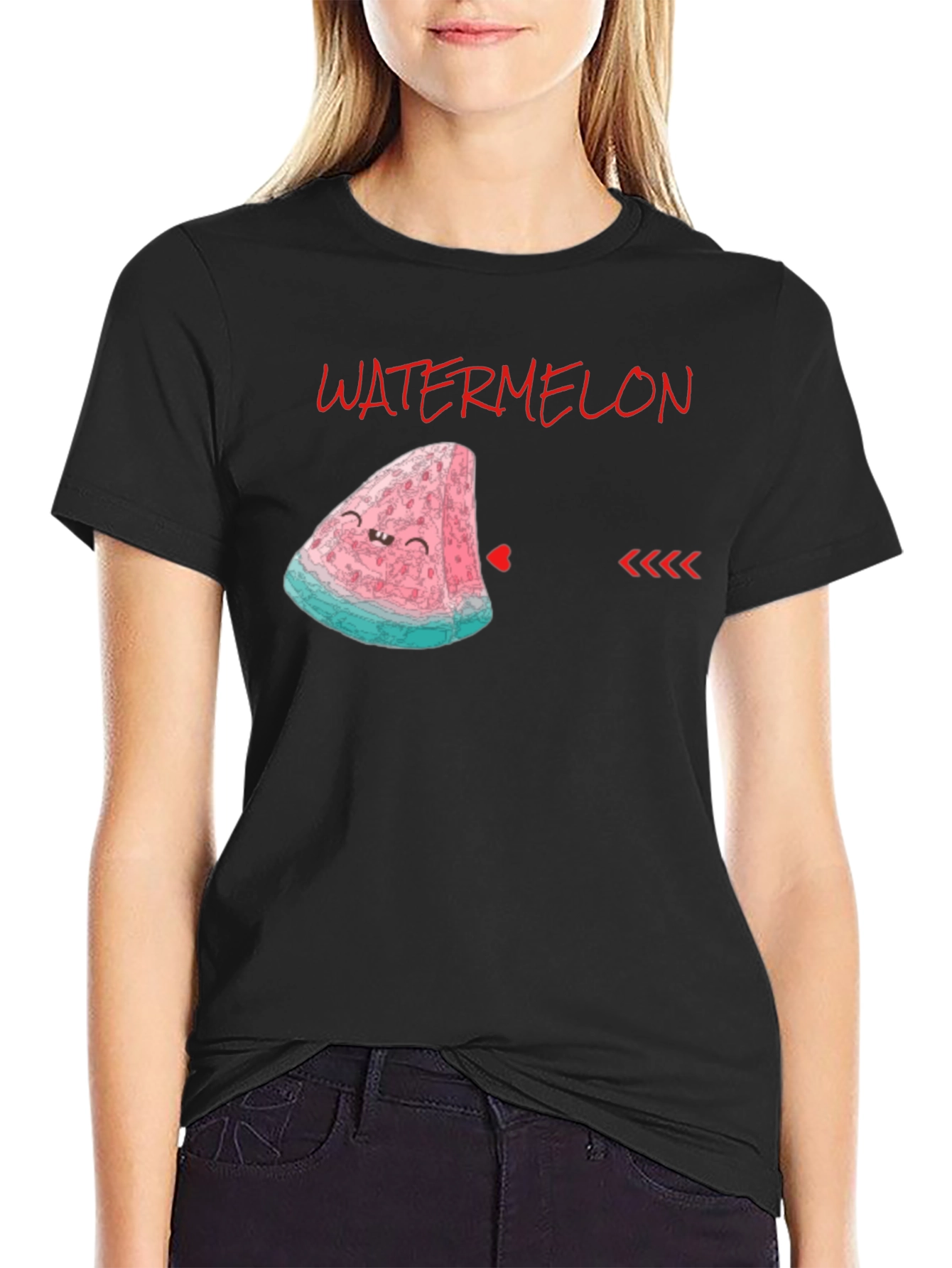 Cute Watermelon Slice Graphic Tee - Unisex Black Shirt