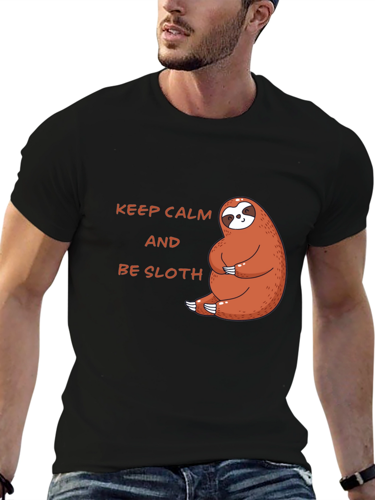 Keep Calm Be Sloth Black T-Shirt