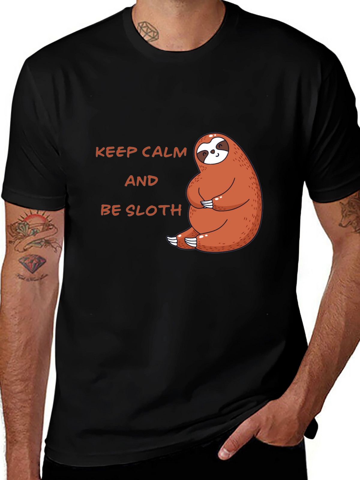 Keep Calm Be Sloth Black T-Shirt