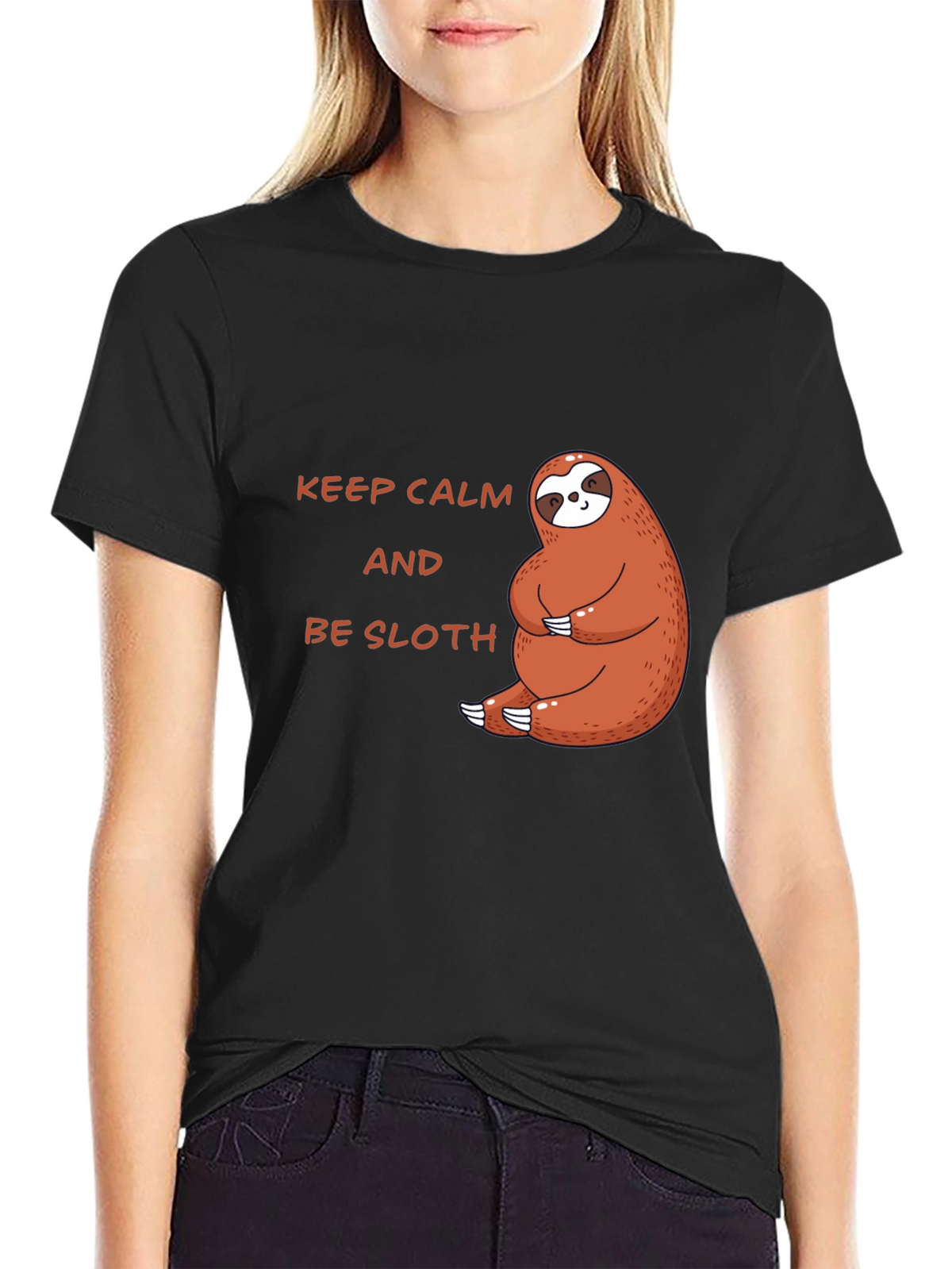 Keep Calm Be Sloth Black T-Shirt