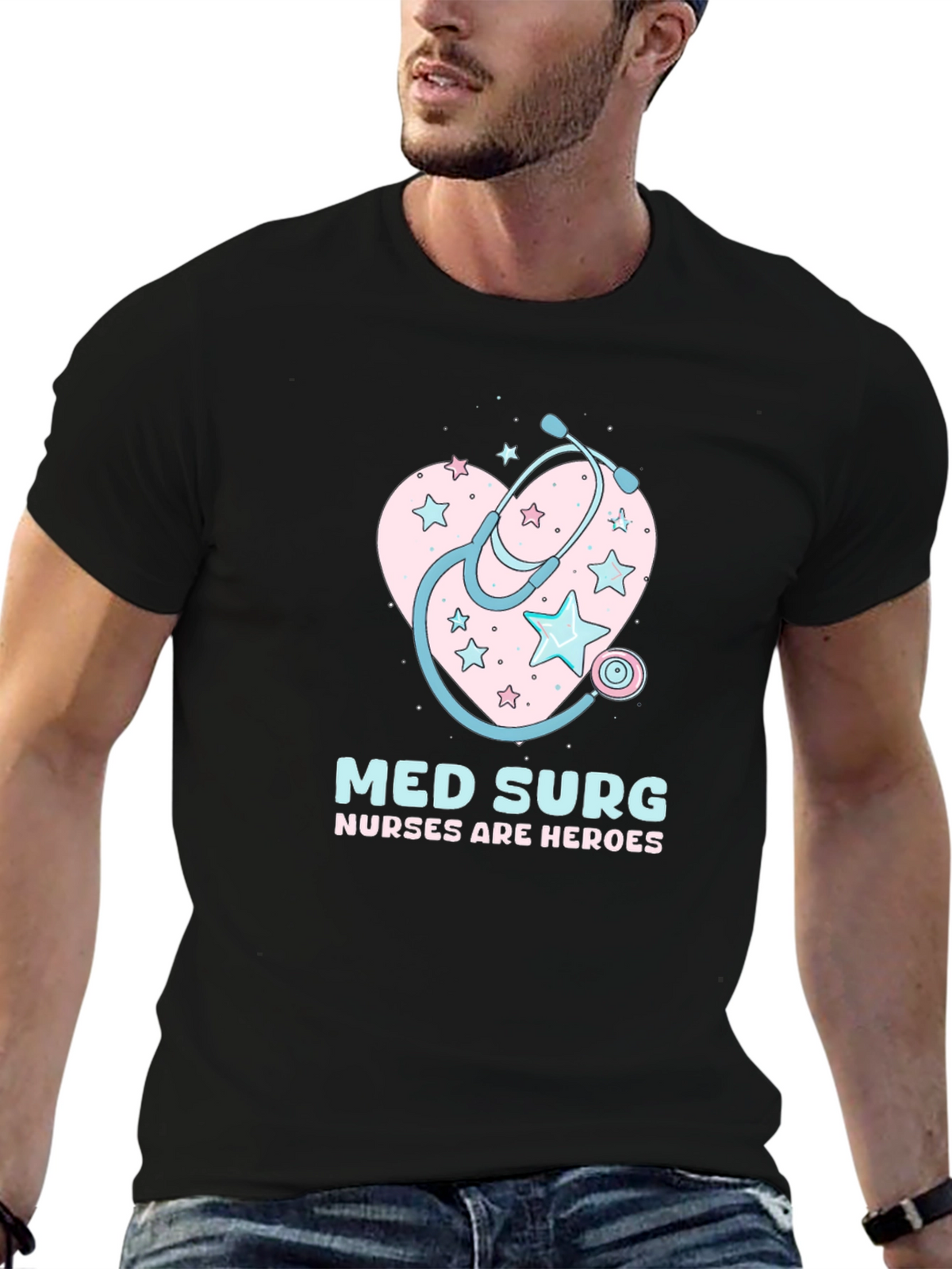 Med Surg Nurse Heroes Black T-Shirt