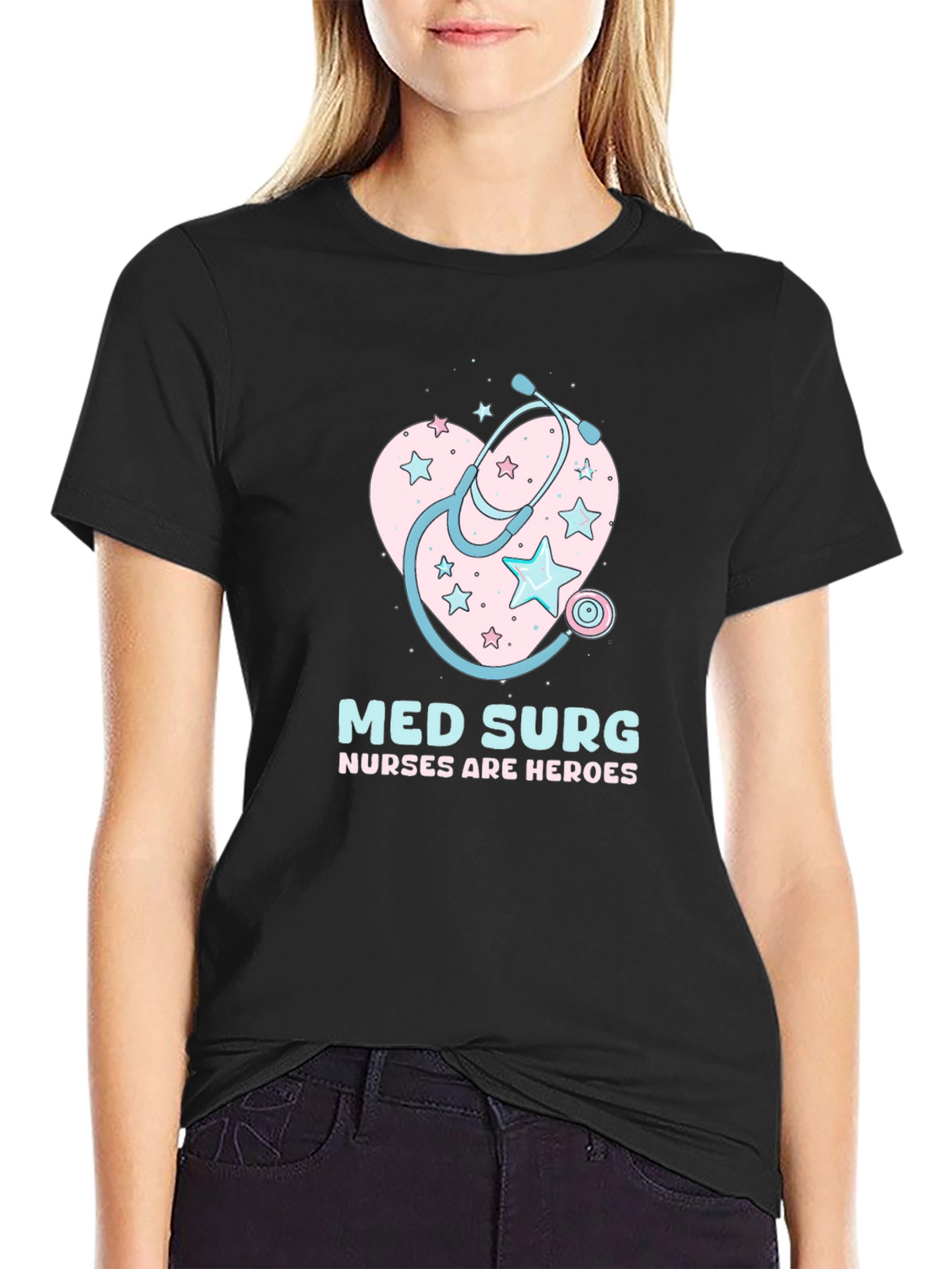 Med Surg Nurse Heroes Black T-Shirt