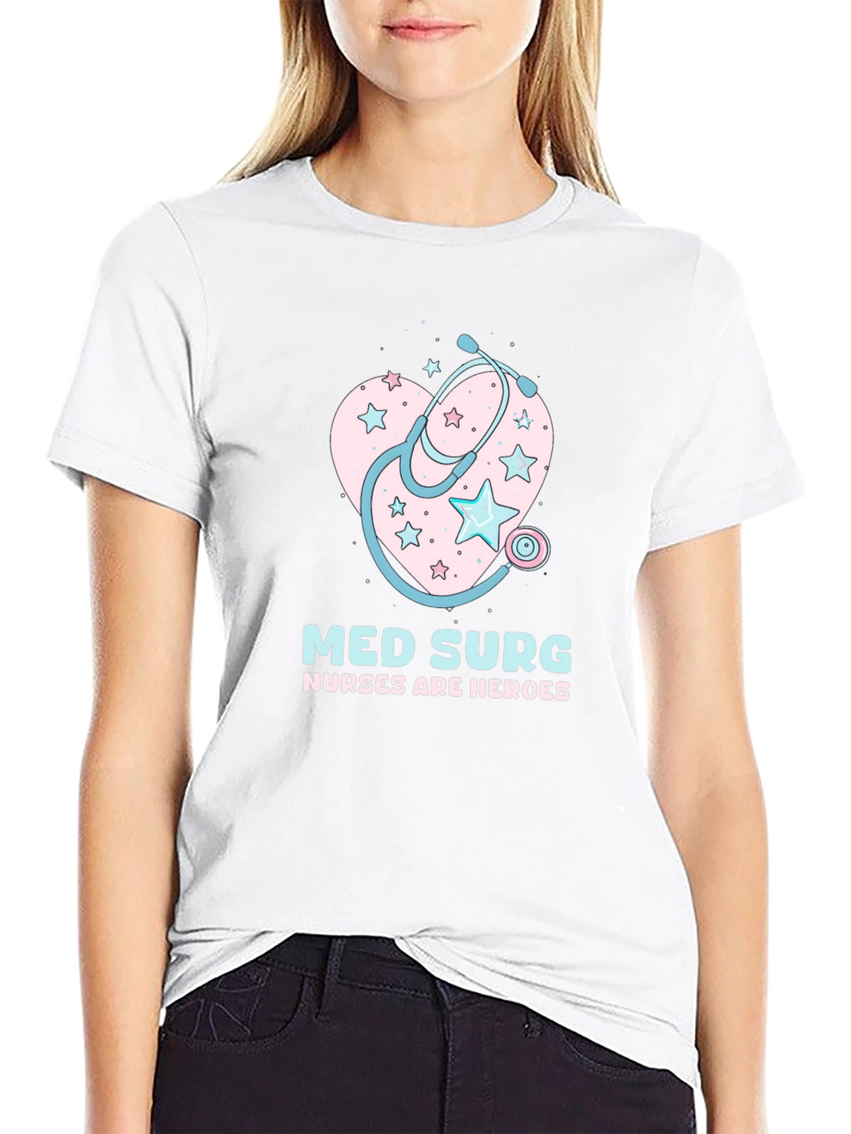 Med Surg Nurse Heroes Black T-Shirt