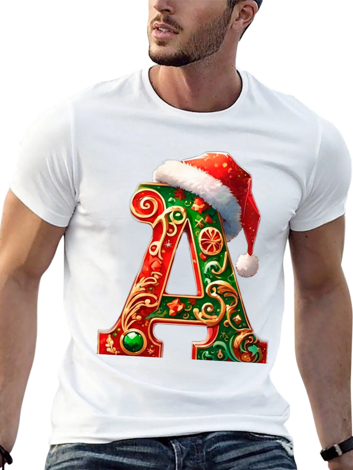 Festive Initial A Christmas T-Shirt