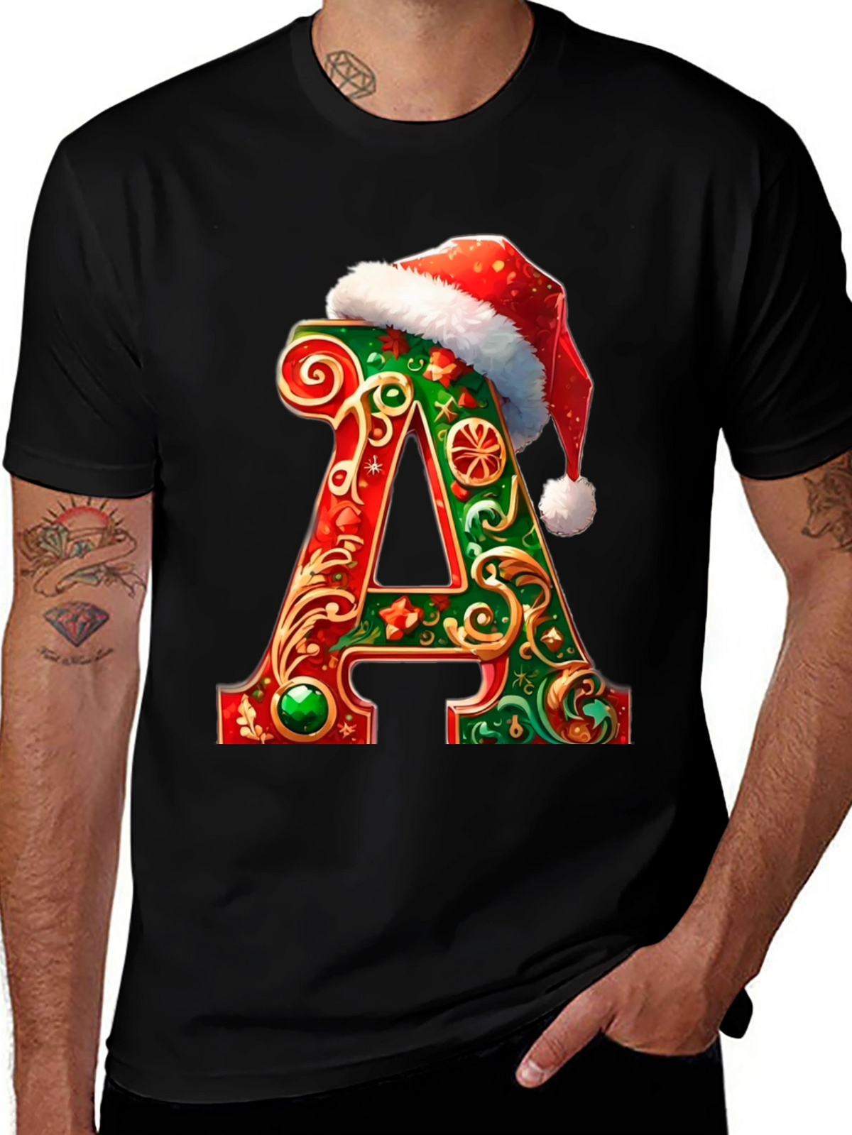 Festive Initial A Christmas T-Shirt