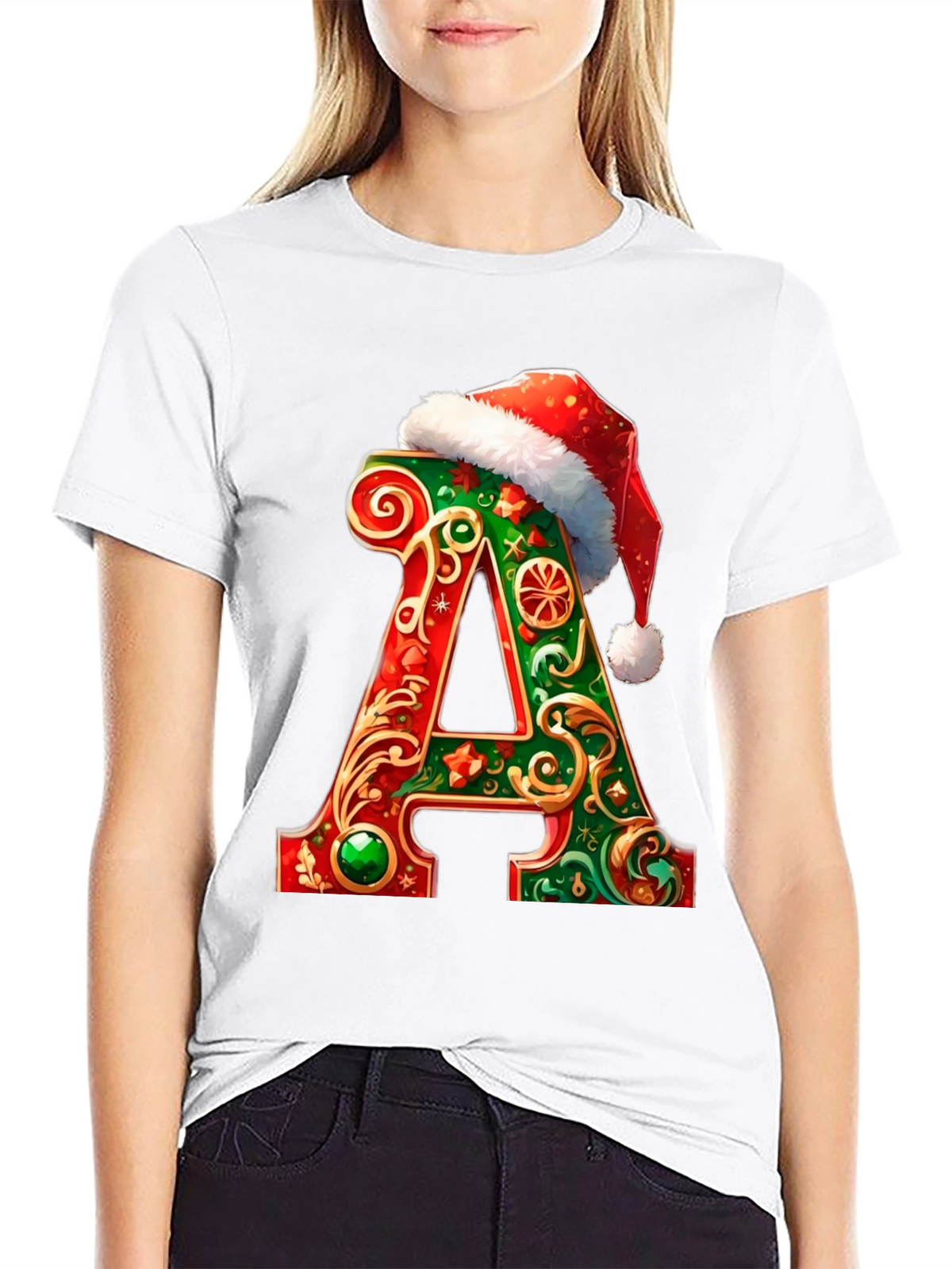 Festive Initial A Christmas T-Shirt