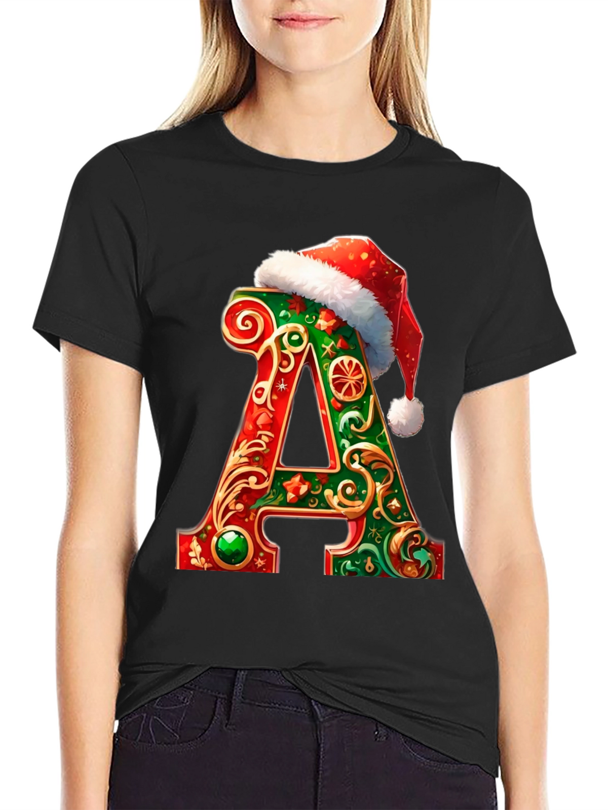 Festive Initial A Christmas T-Shirt
