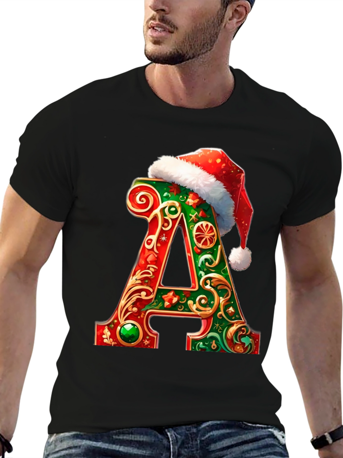 Festive Initial A Christmas T-Shirt