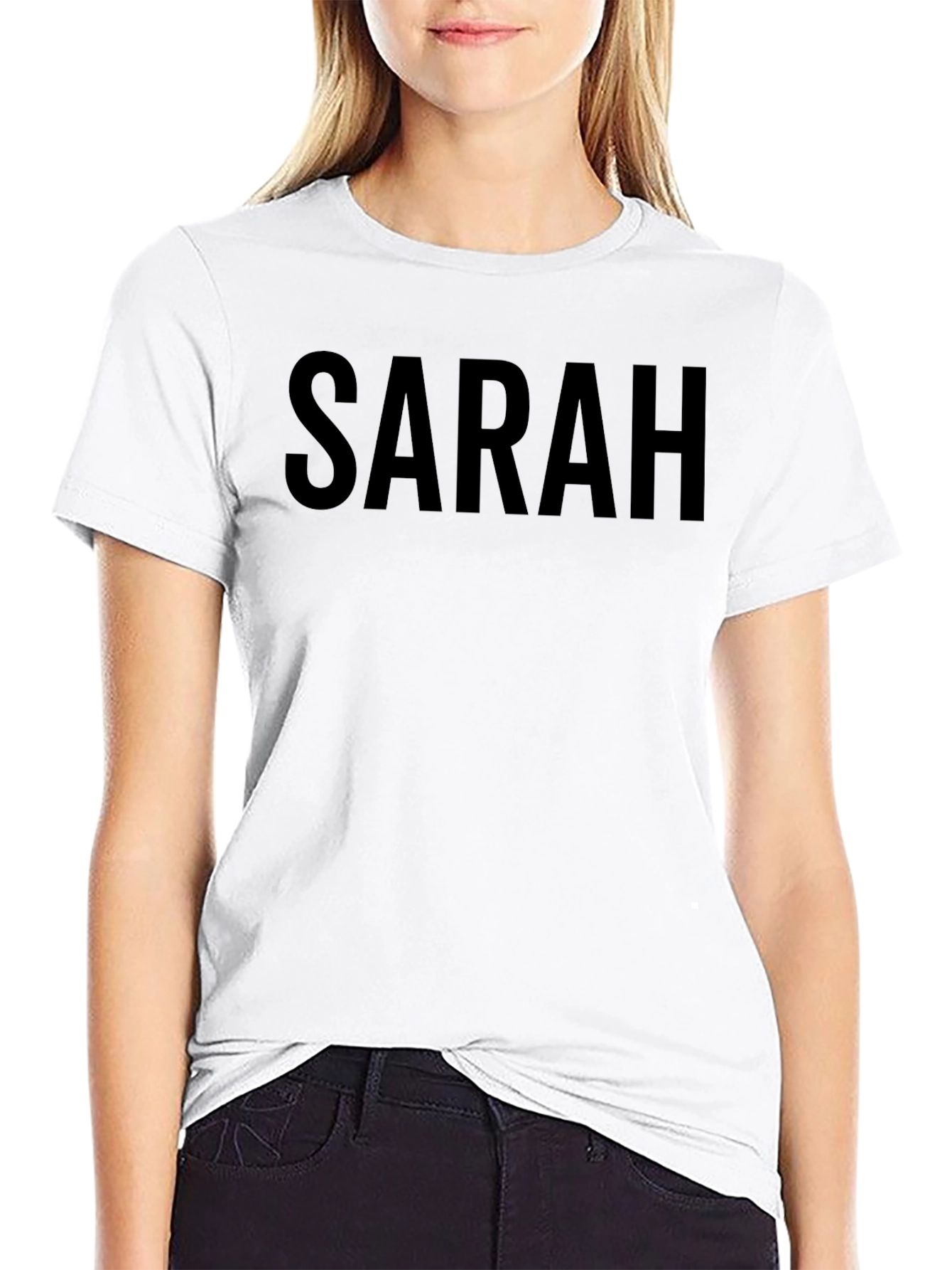 SARAH Bold Text Tee - Casual Style