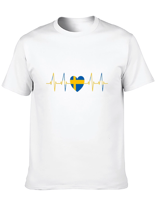Sweden Flag Heartbeat Black T-Shirt