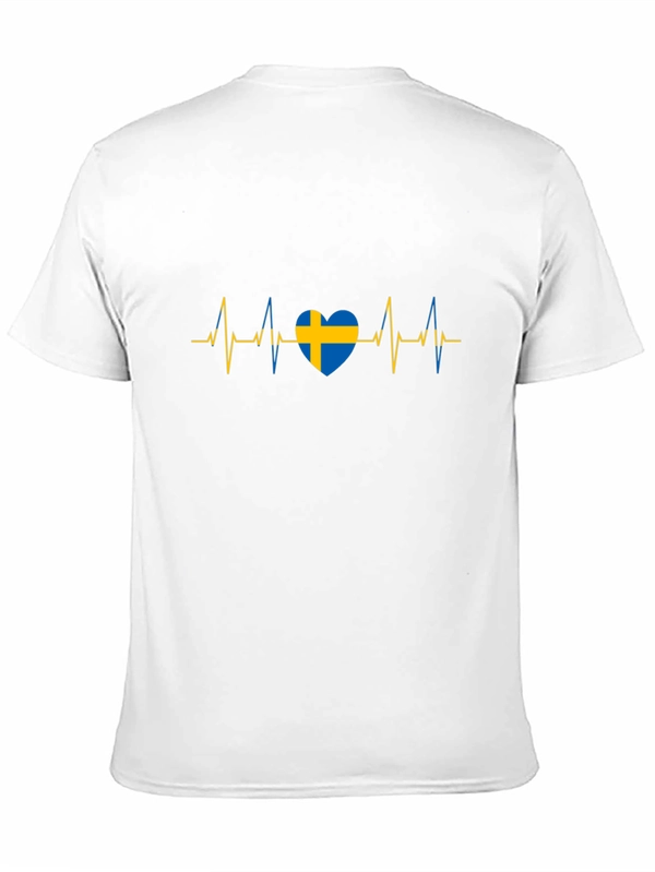 Sweden Flag Heartbeat Black T-Shirt
