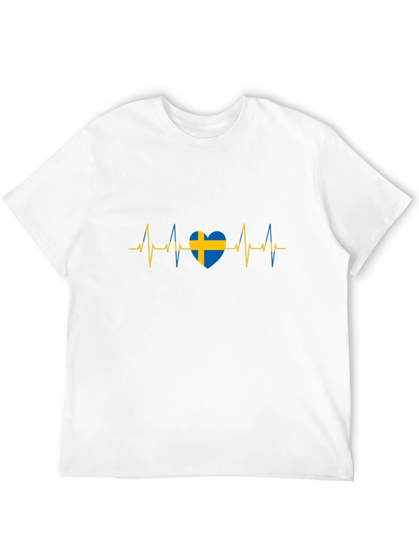 Sweden Flag Heartbeat Black T-Shirt