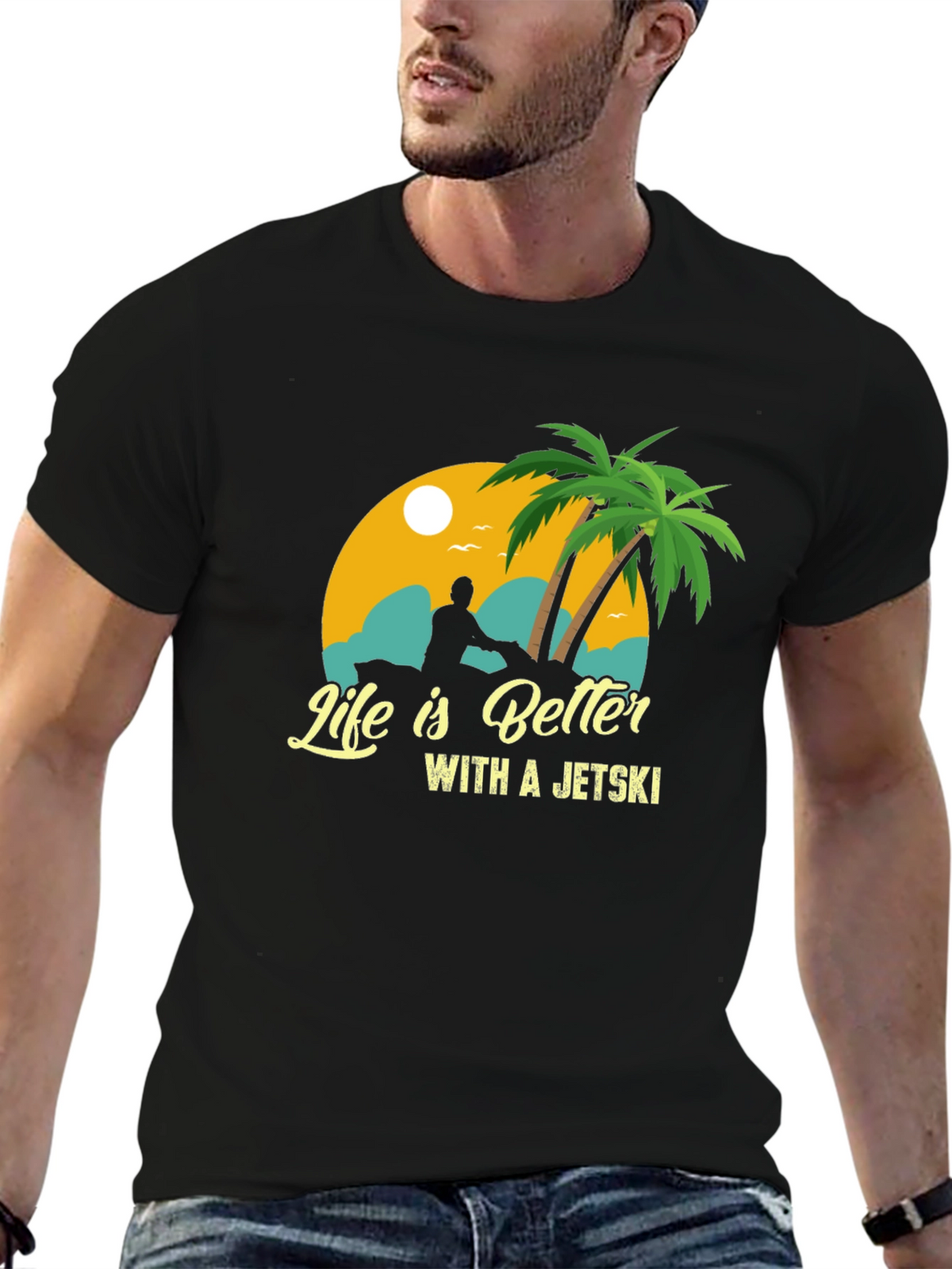 Life Is Better With A Jetski Black T-Shirt