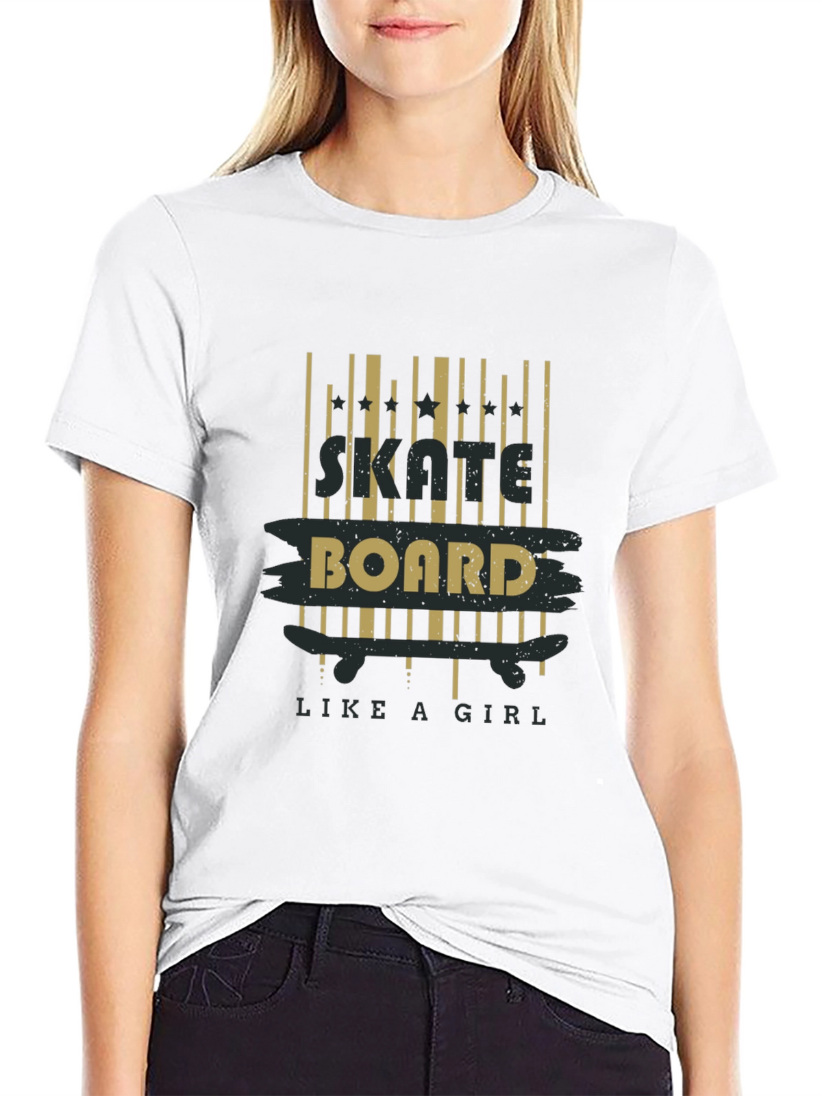 Skateboard Like a Girl T-Shirt - Black Graphic Tee